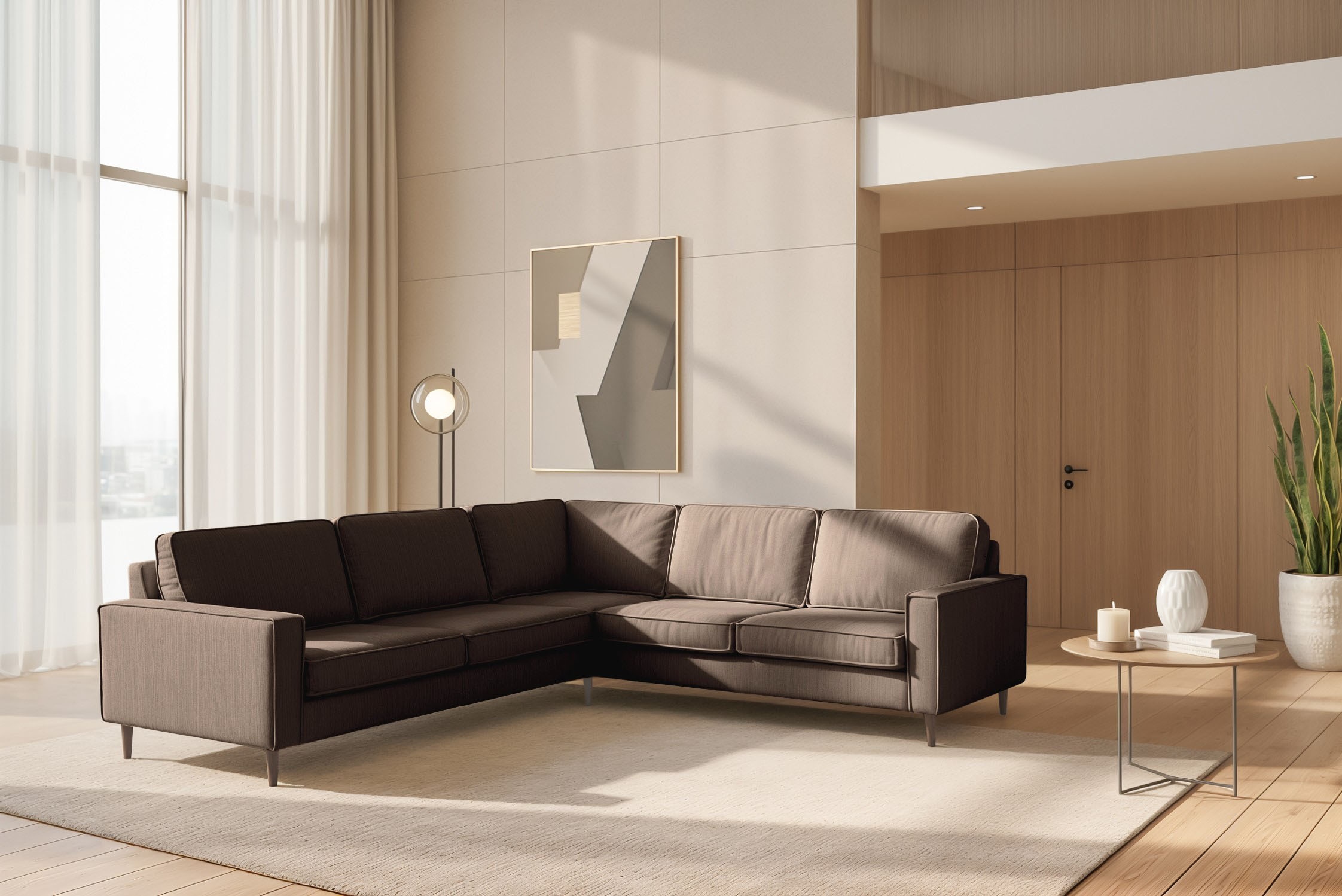 Home affaire Ecksofa »Pinto Skandi, 290 cm, Chenille, Struktur, Ottomane li günstig online kaufen