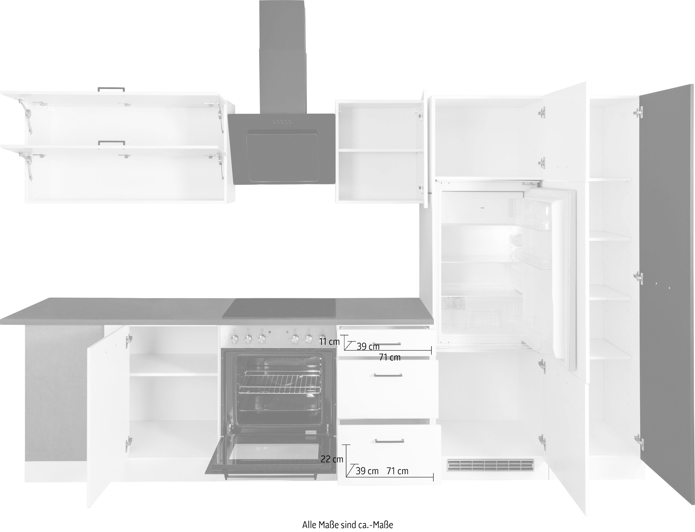 KOCHSTATION Winkelküche »KS-Trier«, ohne E-Geräte, Stellbreite 220/330 cm
