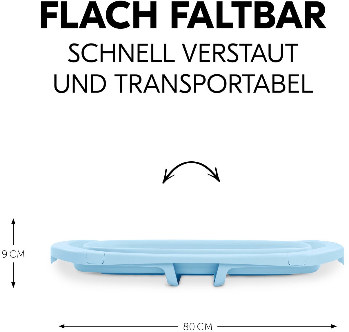 Hauck Babybadewanne »Wash N Fold M, Light Blue«, Faltbadewanne mit Wassertemperaturmessung am Ablaufstopfen