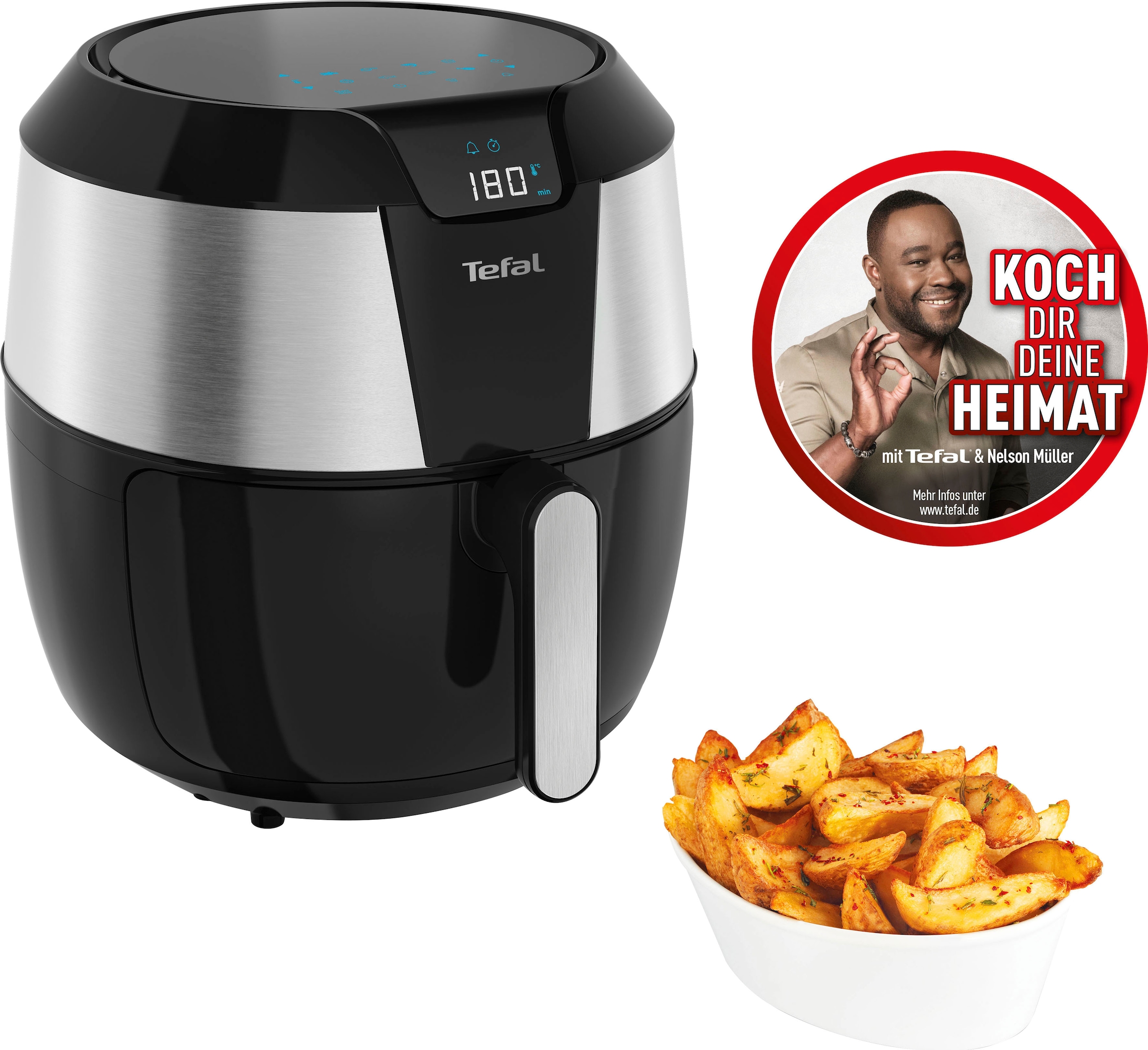 Tefal Heißluftfritteuse »EY701D.HERO Easy Fry XXL mit Zubehör-Set«, 1850 W, Fassungsvermögen 1,6 kg, Timer, 8 automatische Menüs