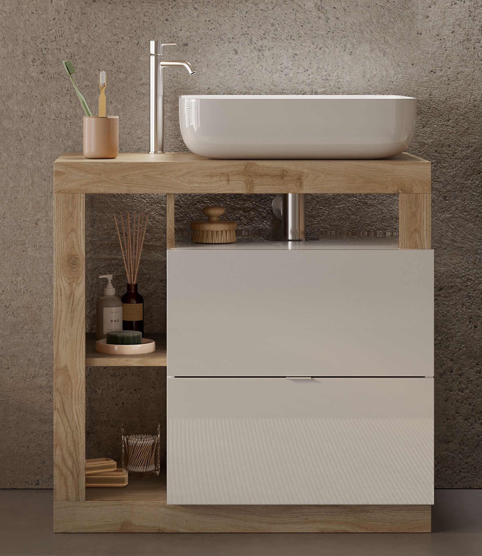 welltime Waschtisch "Hamburg" 2 Schubkästen, Breite 79 cm, Soft-Close, inkl günstig online kaufen