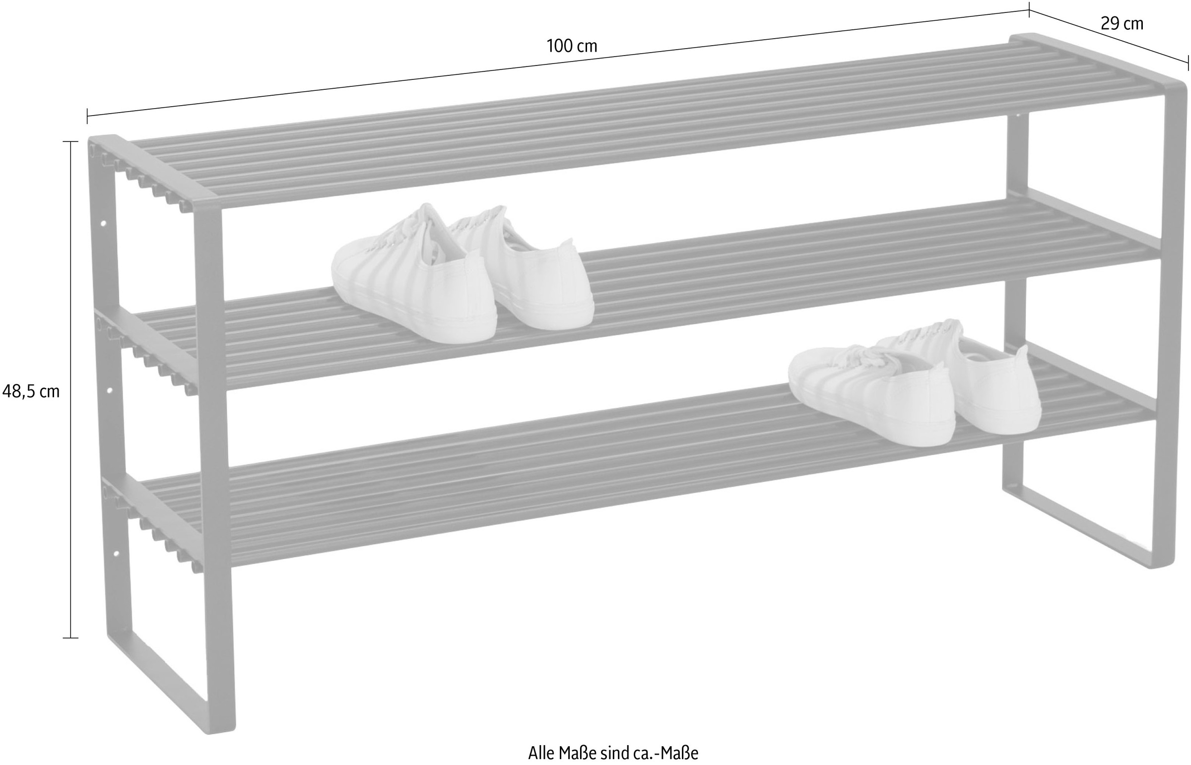 Spinder Design Schuhregal »REX SR 2 - 100 cm«, (1 St.), Regal aus Stahl, wahlweise Breite 70 cm oder 100 cm