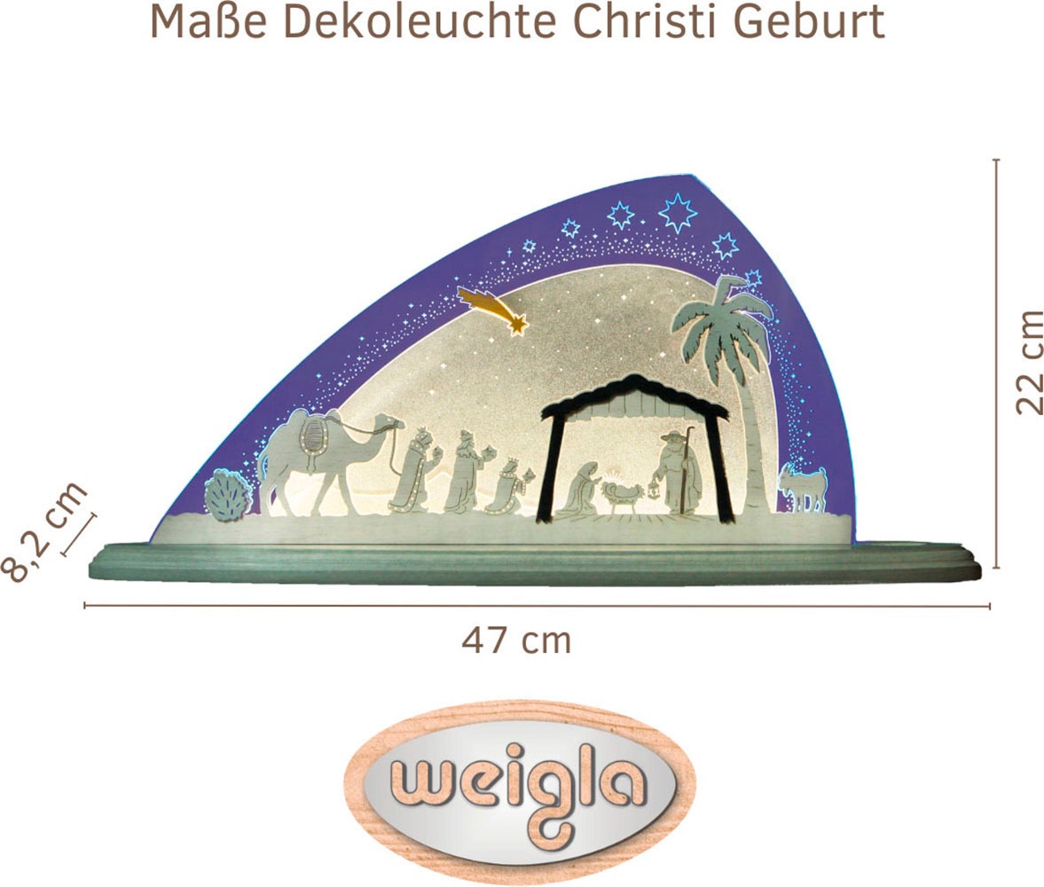 Weigla Lichterbogen »LED Christi Geburt, moderner Schwibbogen aus Holz & Acrylglas«, Erzgebirge garantiert, Weihnachtsdeko Innen, Weihnachtsbeleuchtung
