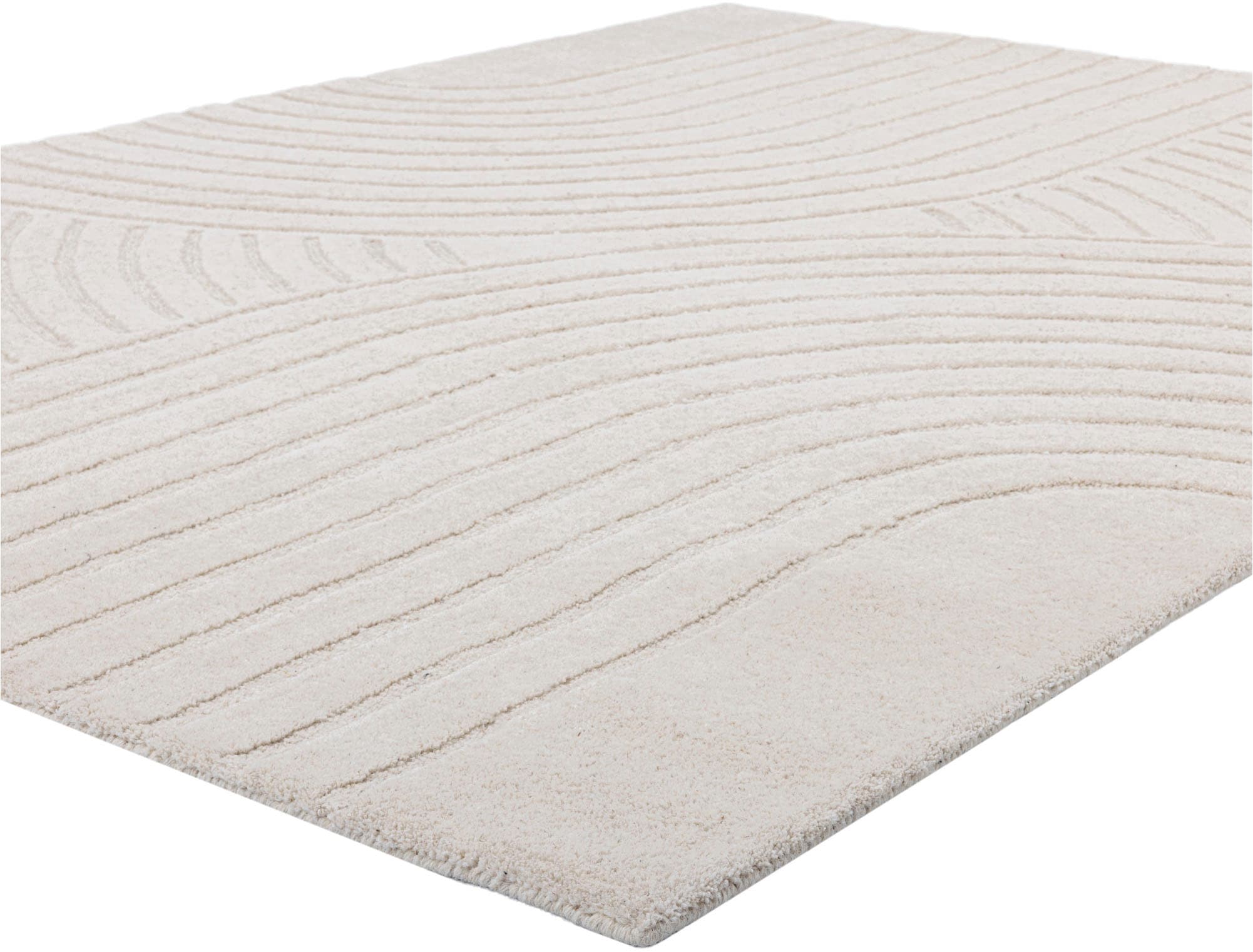 my home Wollteppich »Gabbo Design, Handgefertigt, Teppich,  reine Wolle,« rechteckig 14 mm Höhe Hoch-Tief-Effekt, reine Wolle, Scandi-Look, Naturfaser