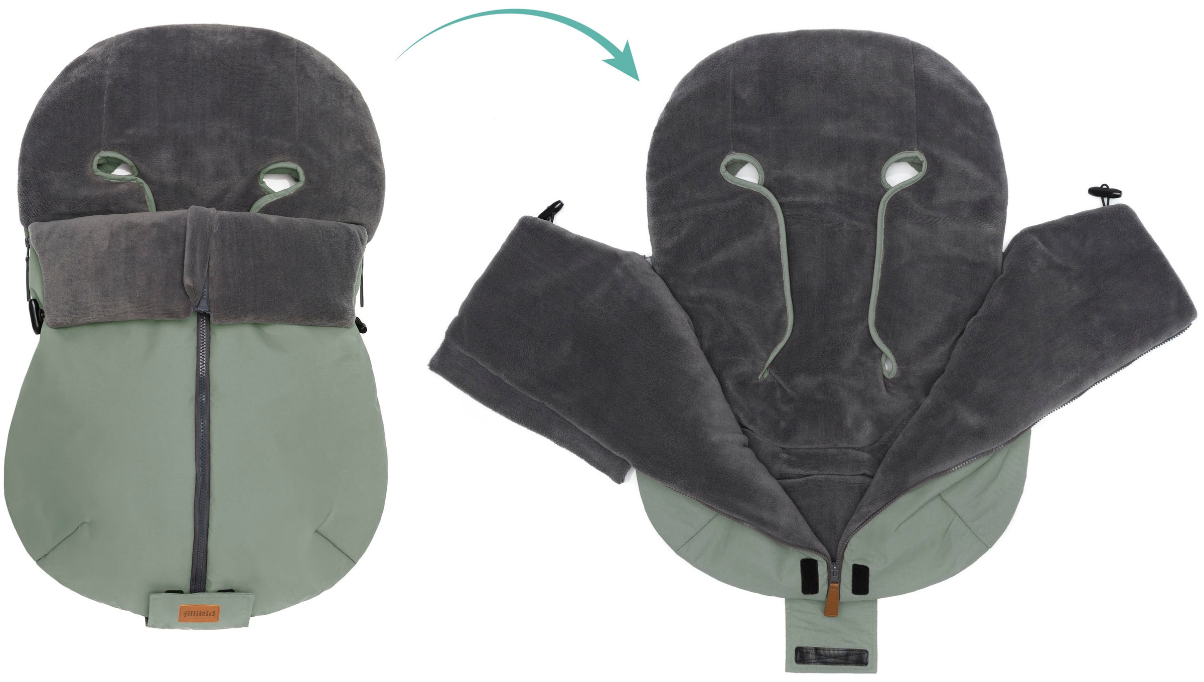 Fillikid Fußsack »Sella Elite, Winterfußsack, salbei«, für Babyschalen