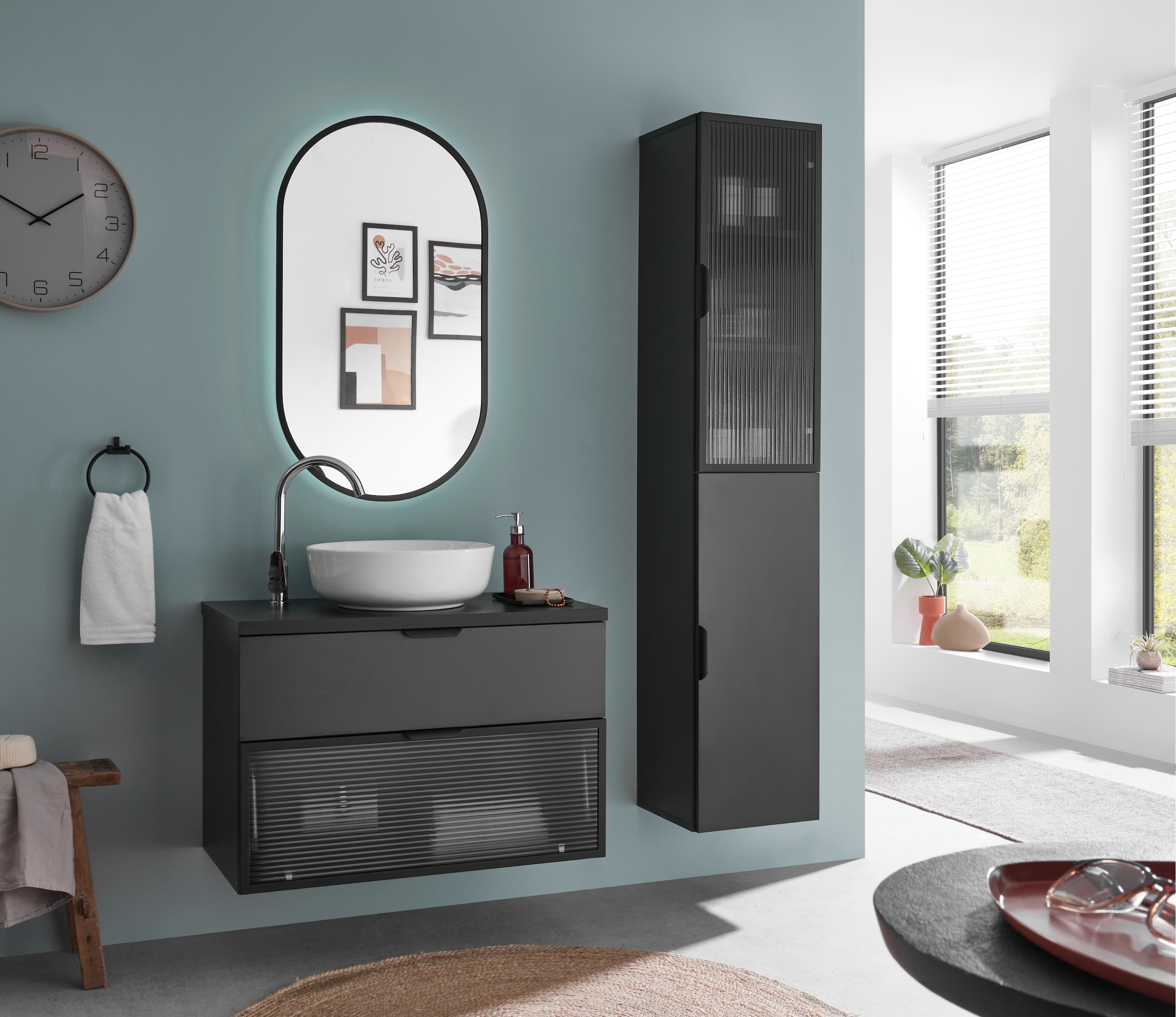 BASIC by Balculina Waschbeckenunterschrank »Diosa B/H/T 80x55x46 cm« 1 Stk. tlg. Breite 80cm, Softclose, Alurahmen