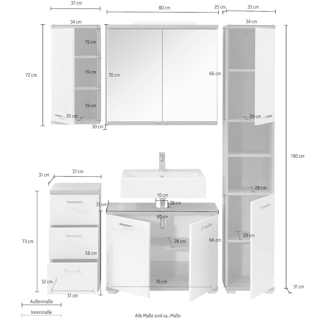 Homexperts Badmöbel-Set »Nusa«, (5 St.)