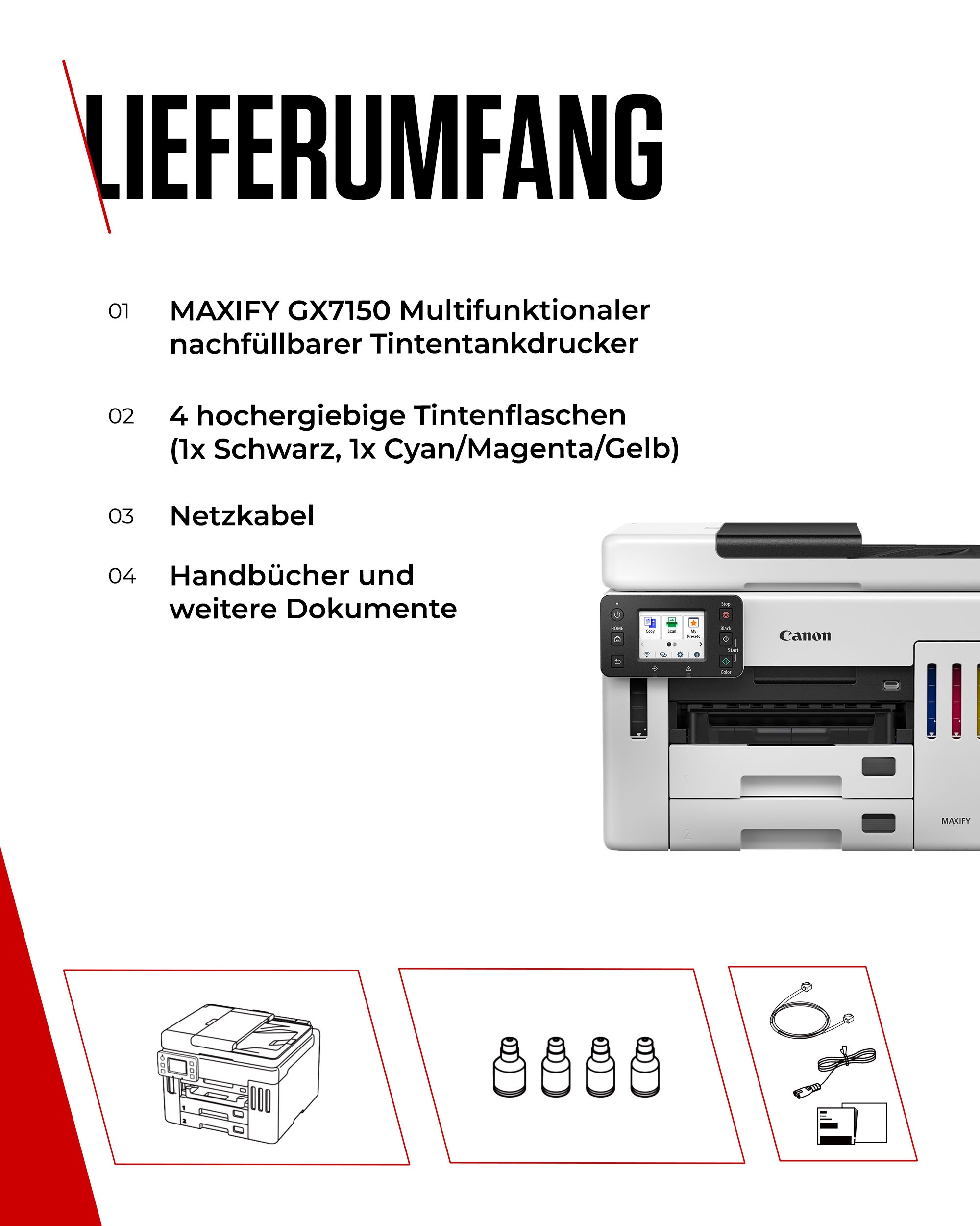 Canon Multifunktionsdrucker »MAXIFY GX7150« 4in1 Tintenstrahl-Multifunktionsgerät mit ADF / niedrigen Druckkosten