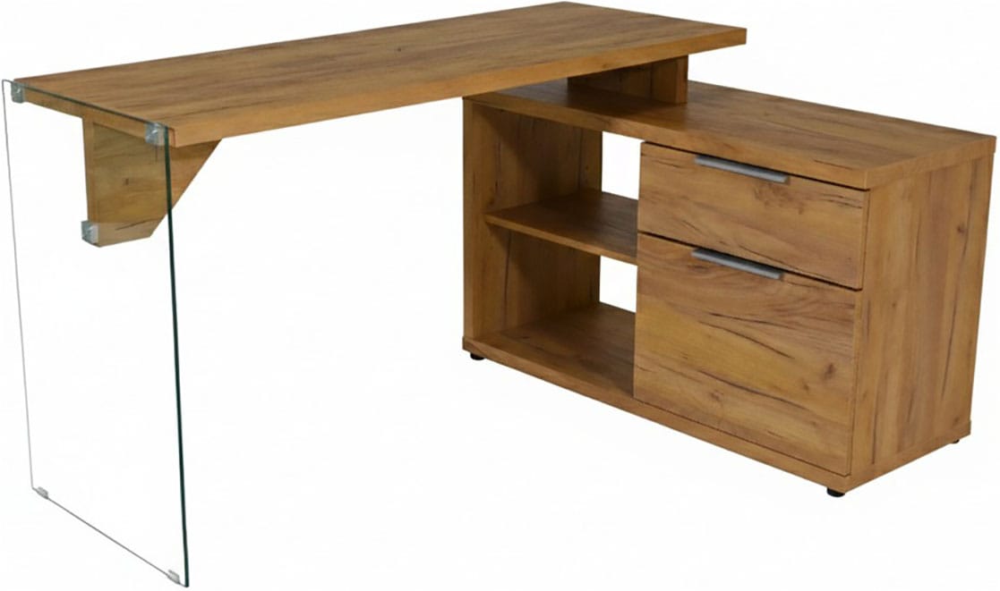 Jahnke Eckschreibtisch »LUX C 135 E« Eckschreibtisch,wechselseitig montierbar,Glas,1 Schublade & 2 Fächer