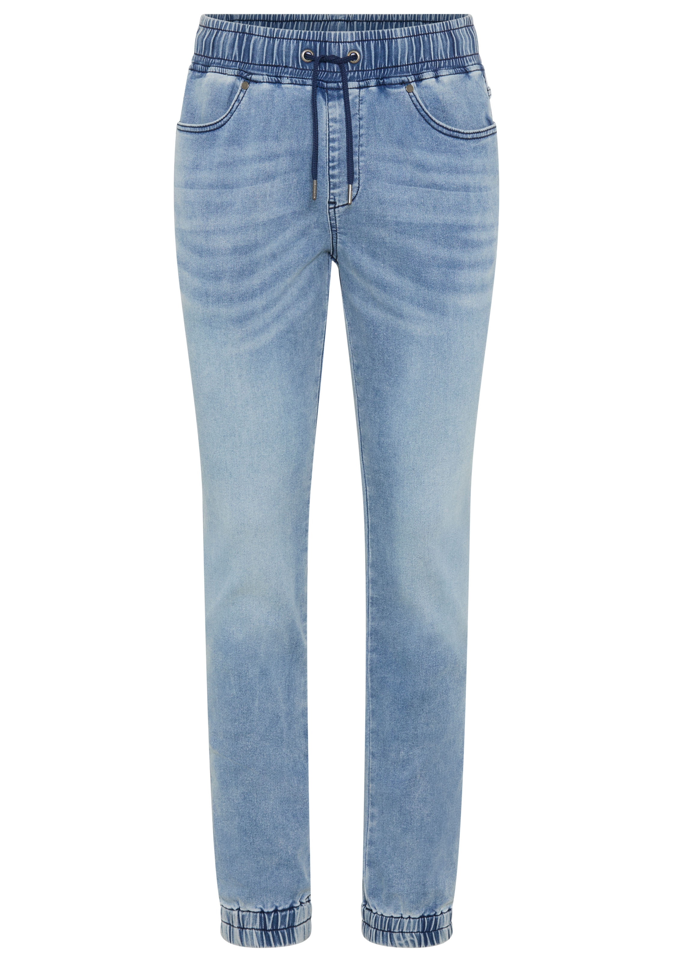 DELMAO Jogg Pants gerade geschnittenes Bein, mit Gummizug am Bund und Beinabschluss