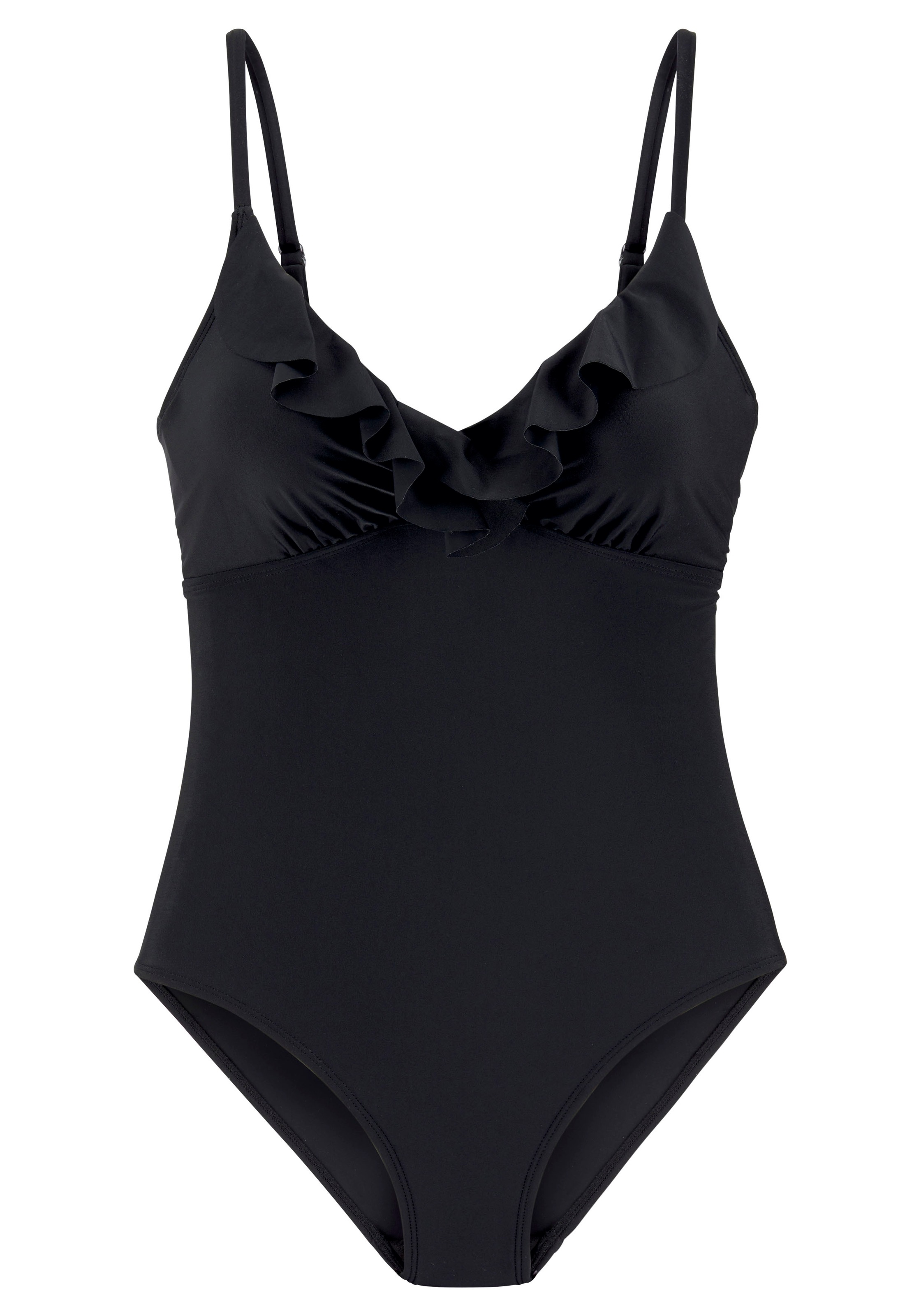 LASCANA Badeanzug »Lolo« mit Rüschen schwarz 42 - Cup C Cup C 42 Modische Rüschen