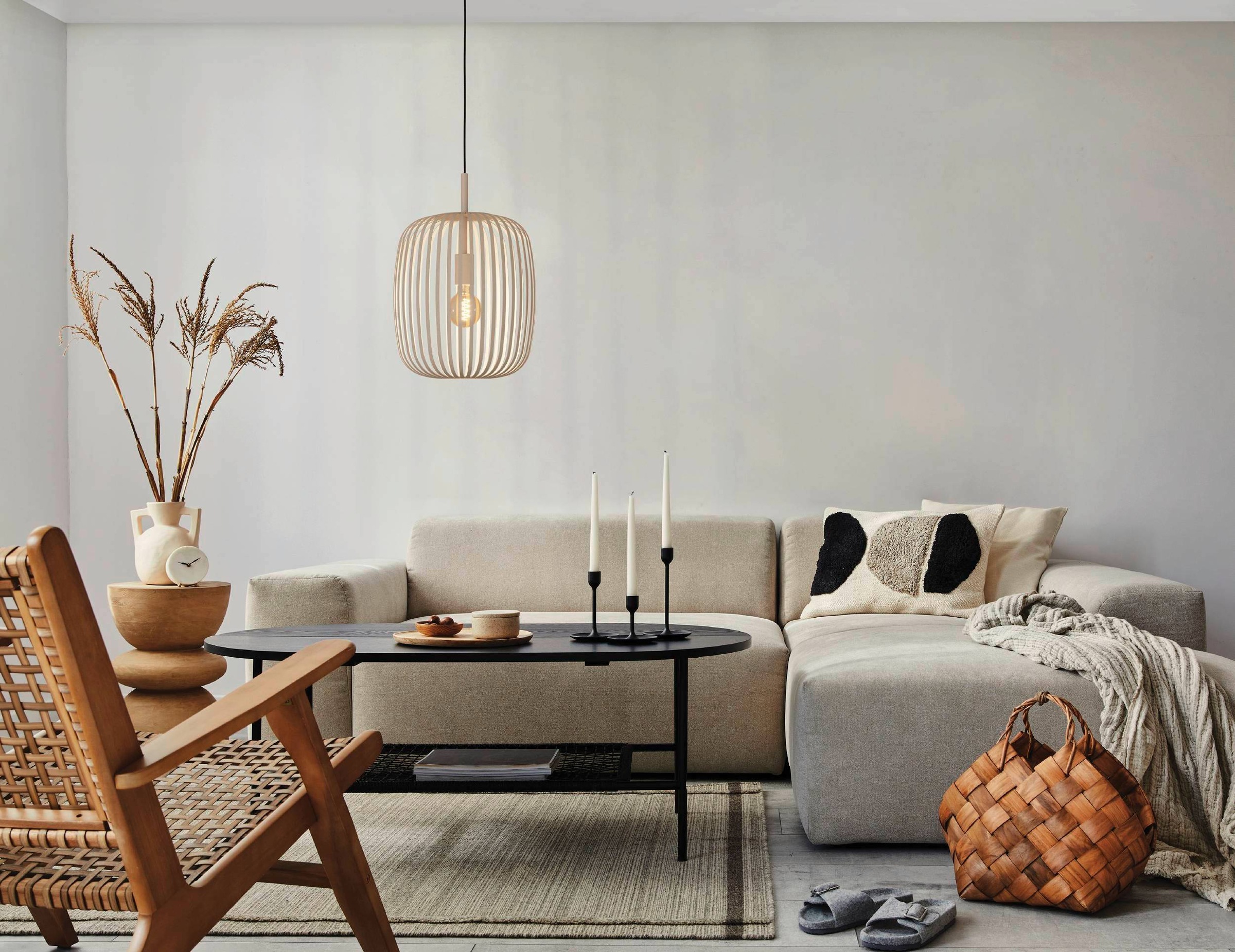 EGLO Pendelleuchte »Hängeleuchte ROMAZZINA, exkl. E27, Stahl in sandfarben, Pendellampe«, 1 flammig, Leuchtmittel E27 | ohne Leuchtmittel, Esszimmerlampe, 110x32,5 cm (HxD), 1-flammig, modern, minimalistisch