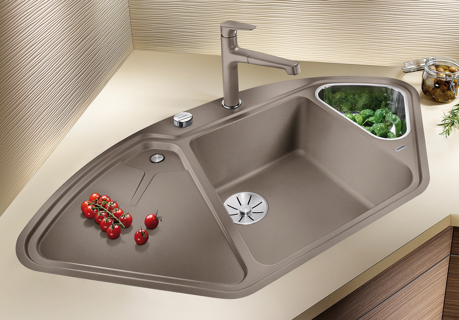 Blanco Granitspüle »BLANCODELTA II-F« 1 Stk. tlg. erhältlich in mehreren Farben, inkl. Multifunktionsschale Edelstahl
