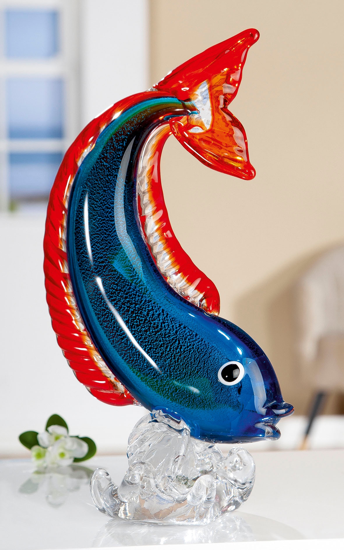 GILDE GLAS art Dekofigur St.), Glas auf blau, »Skulptur Fisch«, Rechnung (1 kaufen