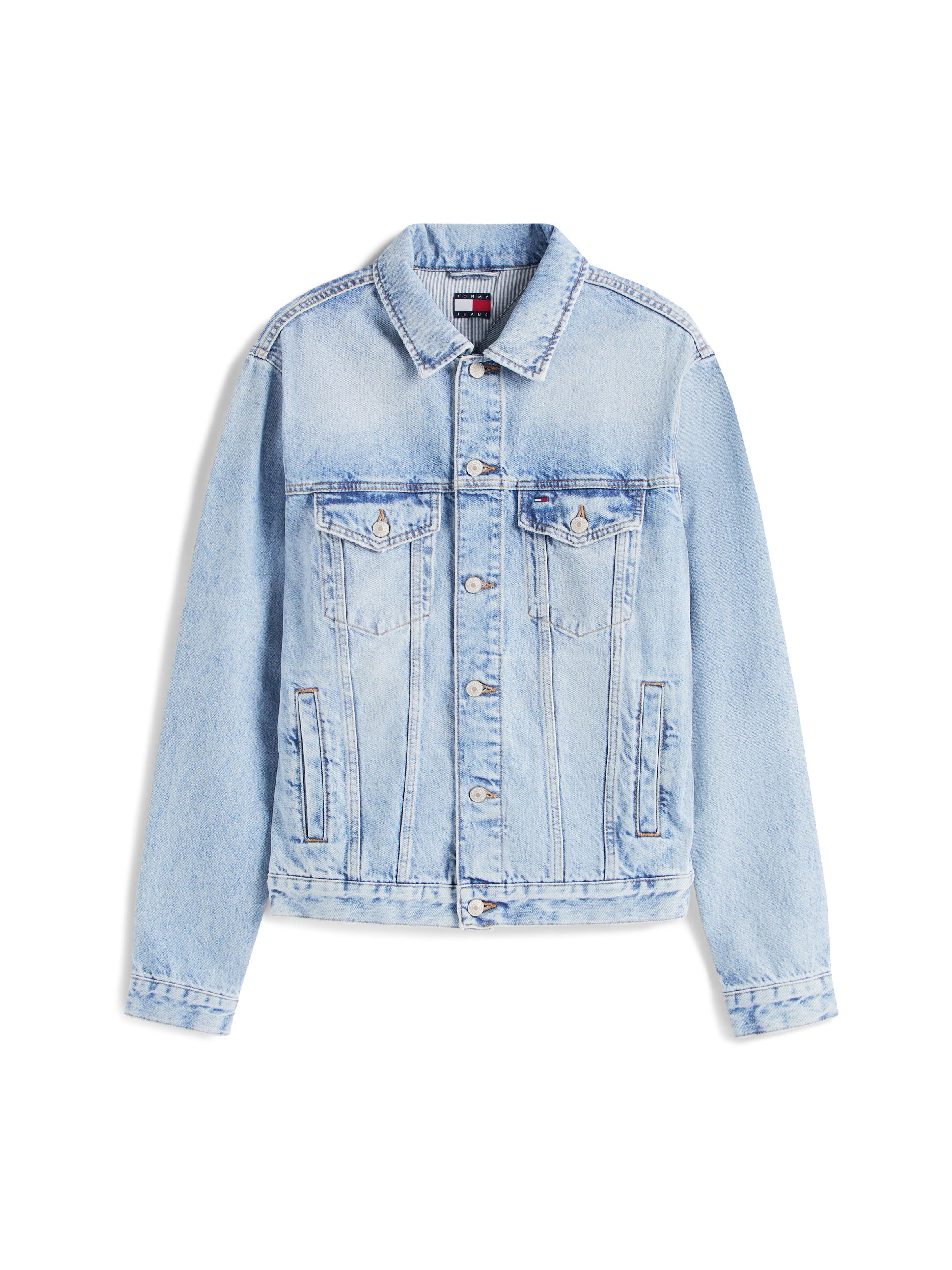 Tommy Jeans Jeansjacke »RYAN RGLR TRCKR RWB EXT CI6033«, ohne Kapuze, Mit Rundhalsausschnitt
