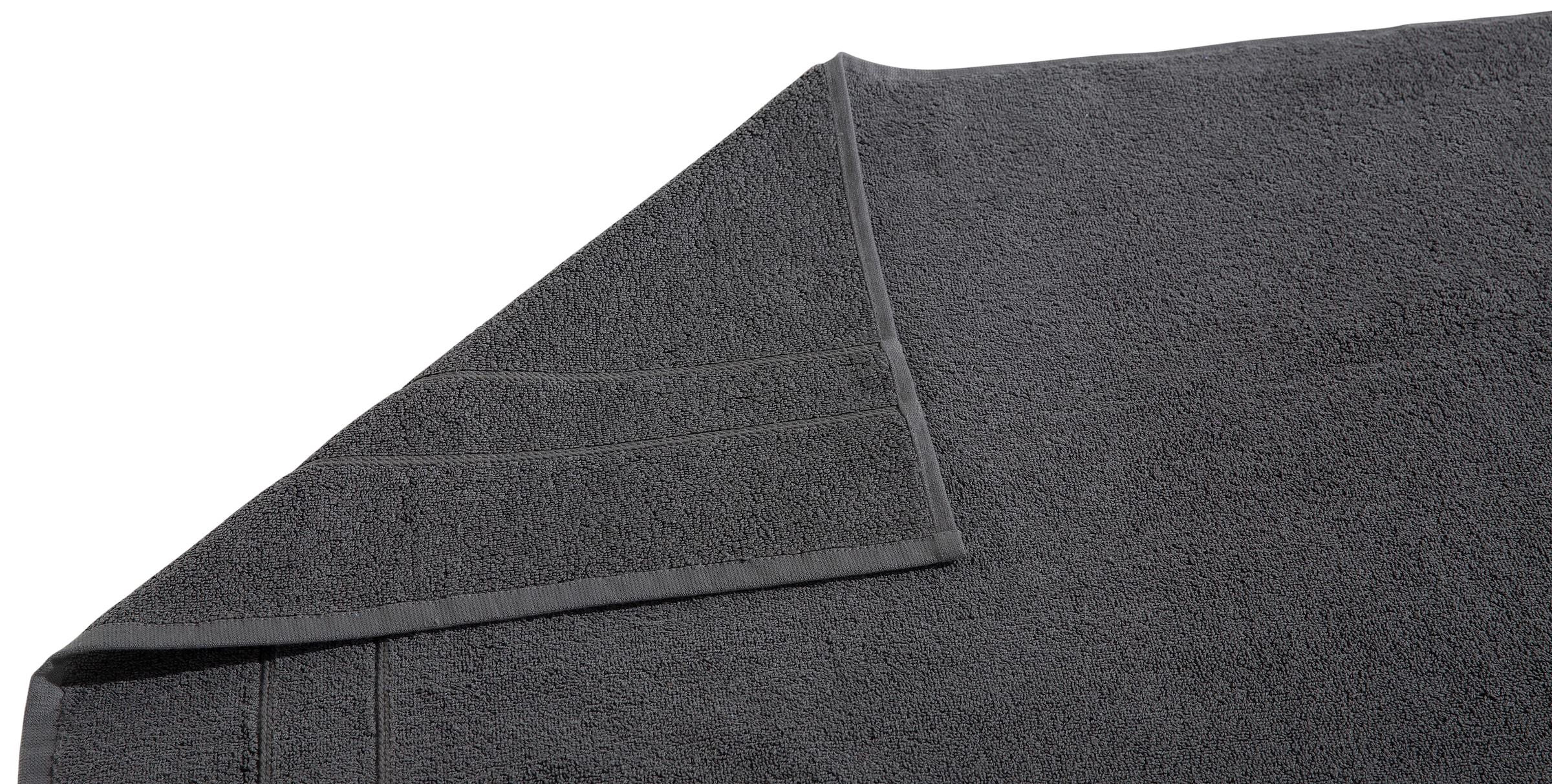my home Badematte »Inga, 2 tlg. Hotelmatten-Set«, beidseitig nutzbar-schnell trocknend-strapazierfähig-fußbodenheizungsgeeignet, feine Bordüre, einfarbig, 100% Baumwolle, 2-teiliges Badematten-Set