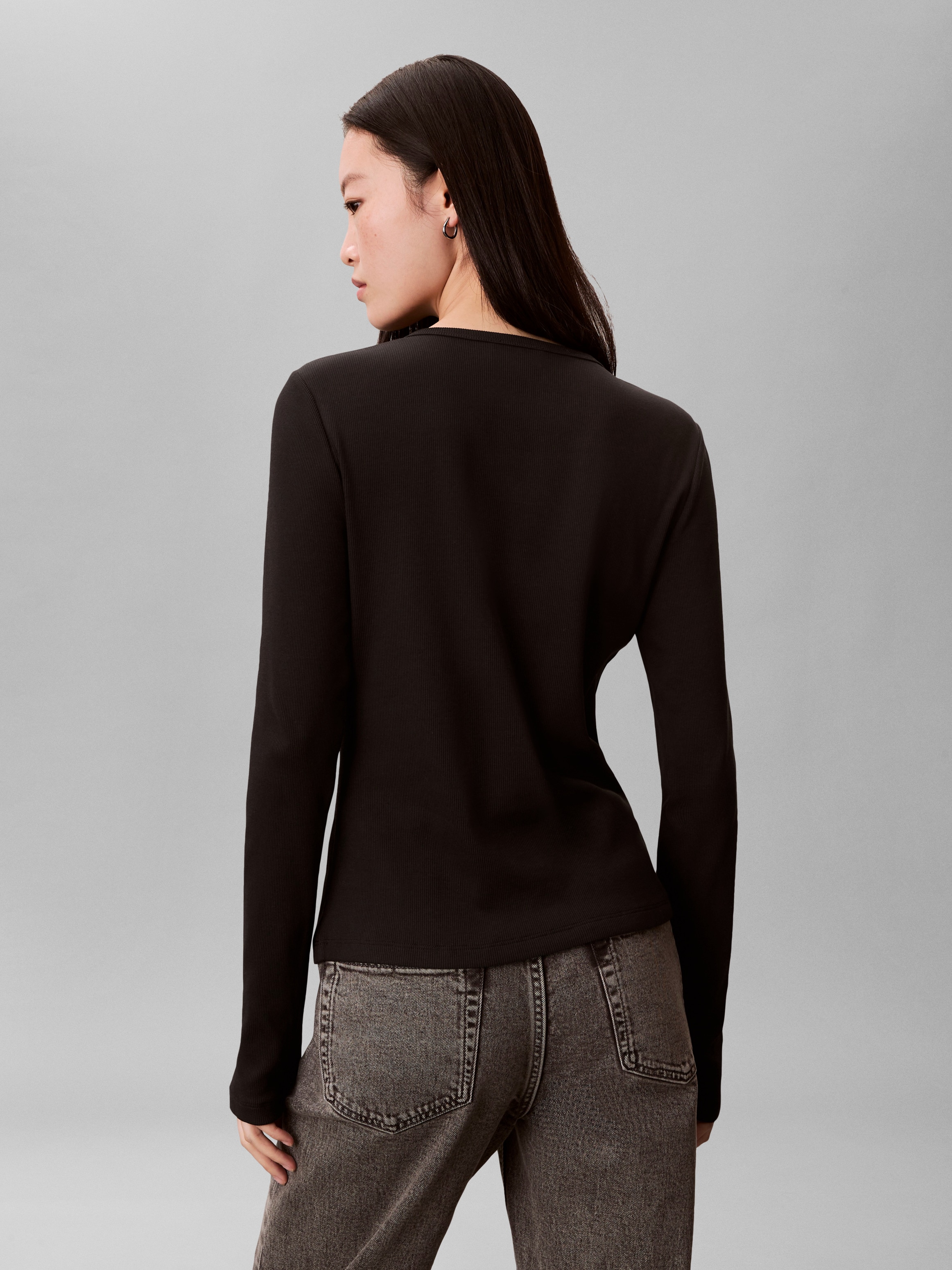 Calvin Klein Jeans Langarmbluse Regular fit mit Rundhalsausschnitt