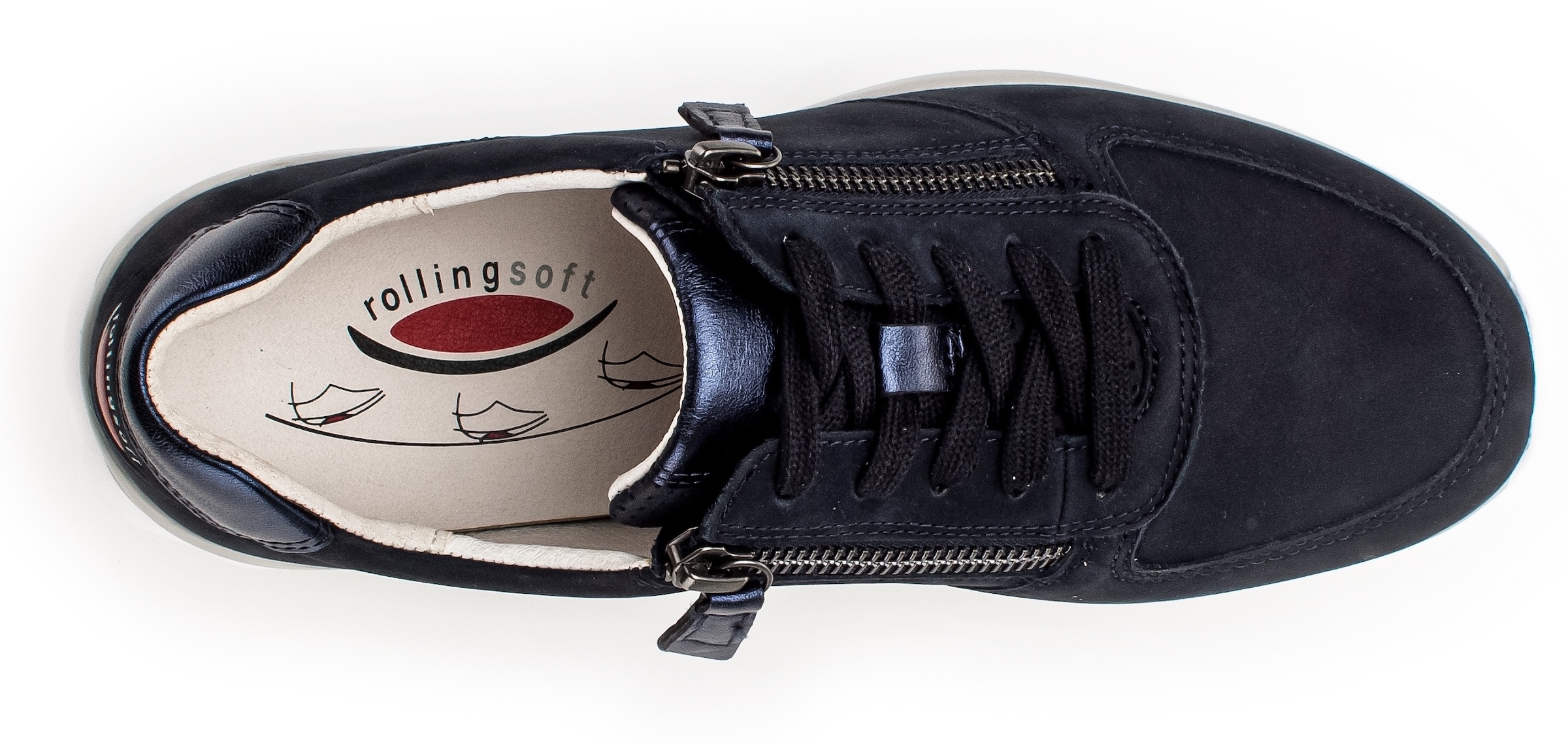 Gabor Rollingsoft Keilsneaker, Freizeitschuh, Halbschuh, Schnürschuh mit OPTIFIT-Wechselfußbett