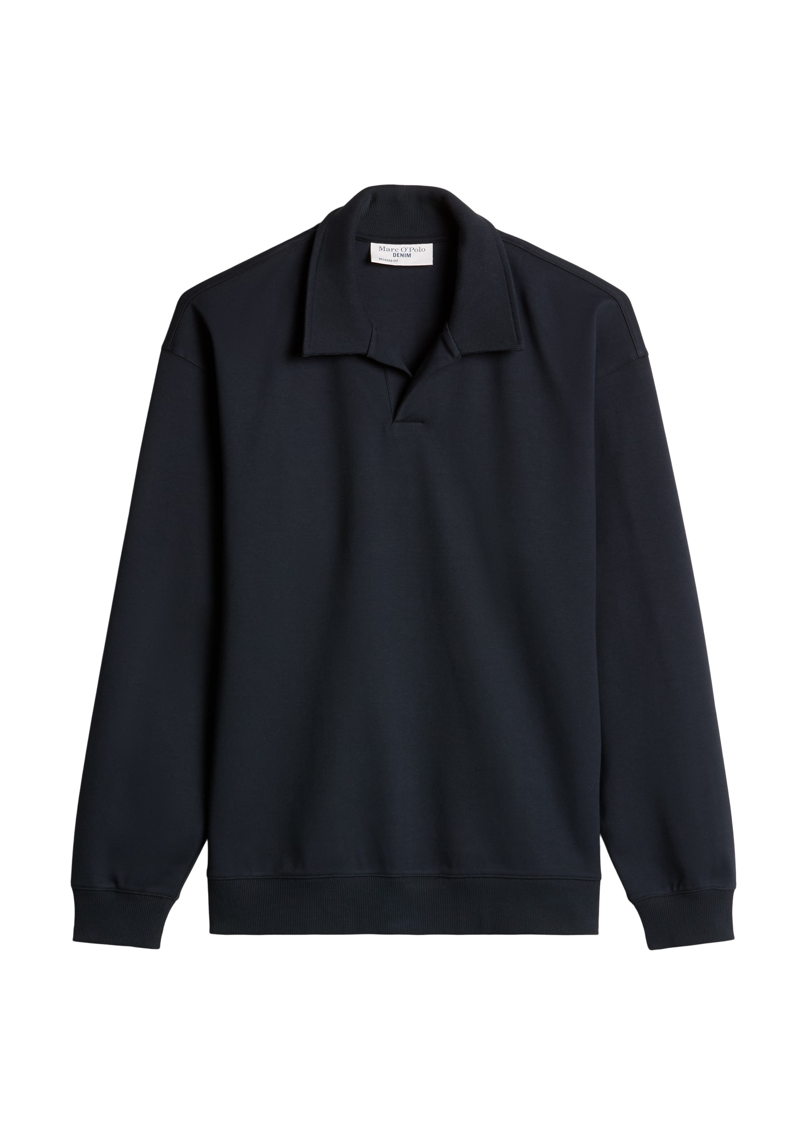 Marc O'Polo DENIM Langarm-Poloshirt Polo-Sweatshirt regular aus schwerem Interlock Jersey