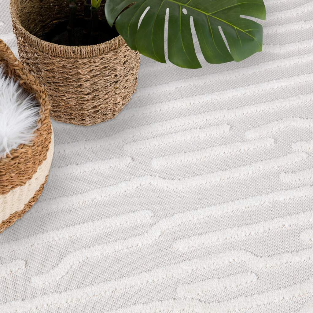 Carpet City Teppich »In-& Outdoorteppich Santorini 450, 3D-Effekt, Gestreift«, rechteckig, 5 mm Höhe, Wetterfest & UV-beständig für Terrasse, Balkon, Küche, Flur