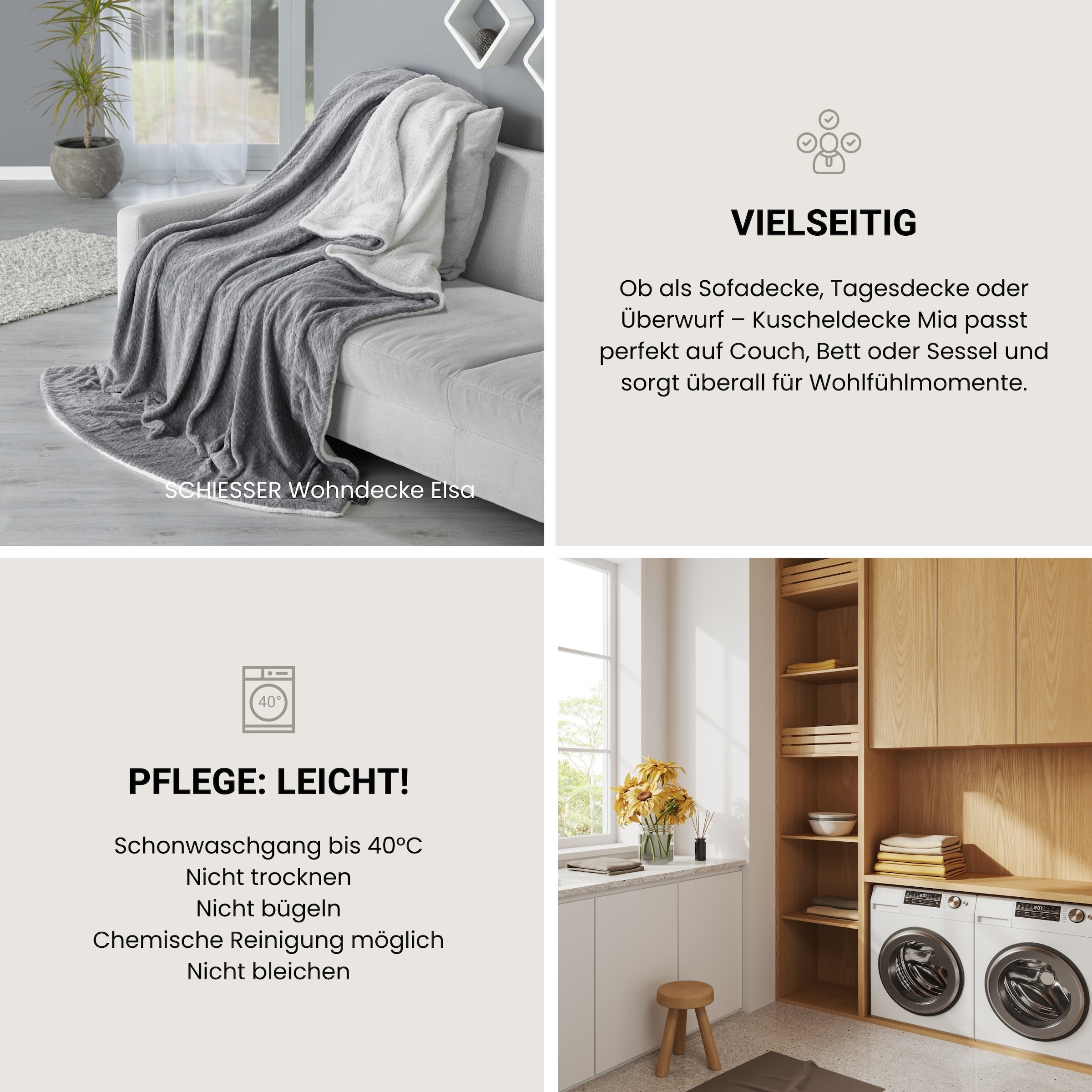 Schiesser Wohndecke »Mia leichte Kuscheldecke für Couch, Sofa und als Tagesdecke«, OEKO-TEX® zertifiziert