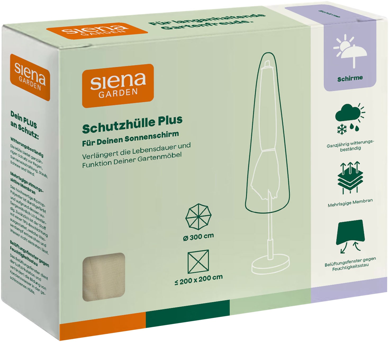 Siena Garden Gartenmöbel-Schutzhülle »Schirmhülle Plus« H165 x 25/35
