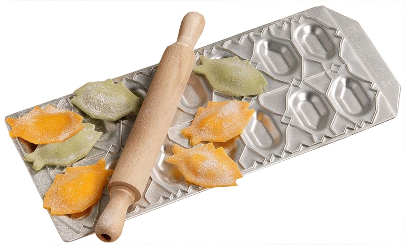 imperia Ravioliform für 14 "Ravioli Pesciolini", inkl. Teigrolle, Aluminium