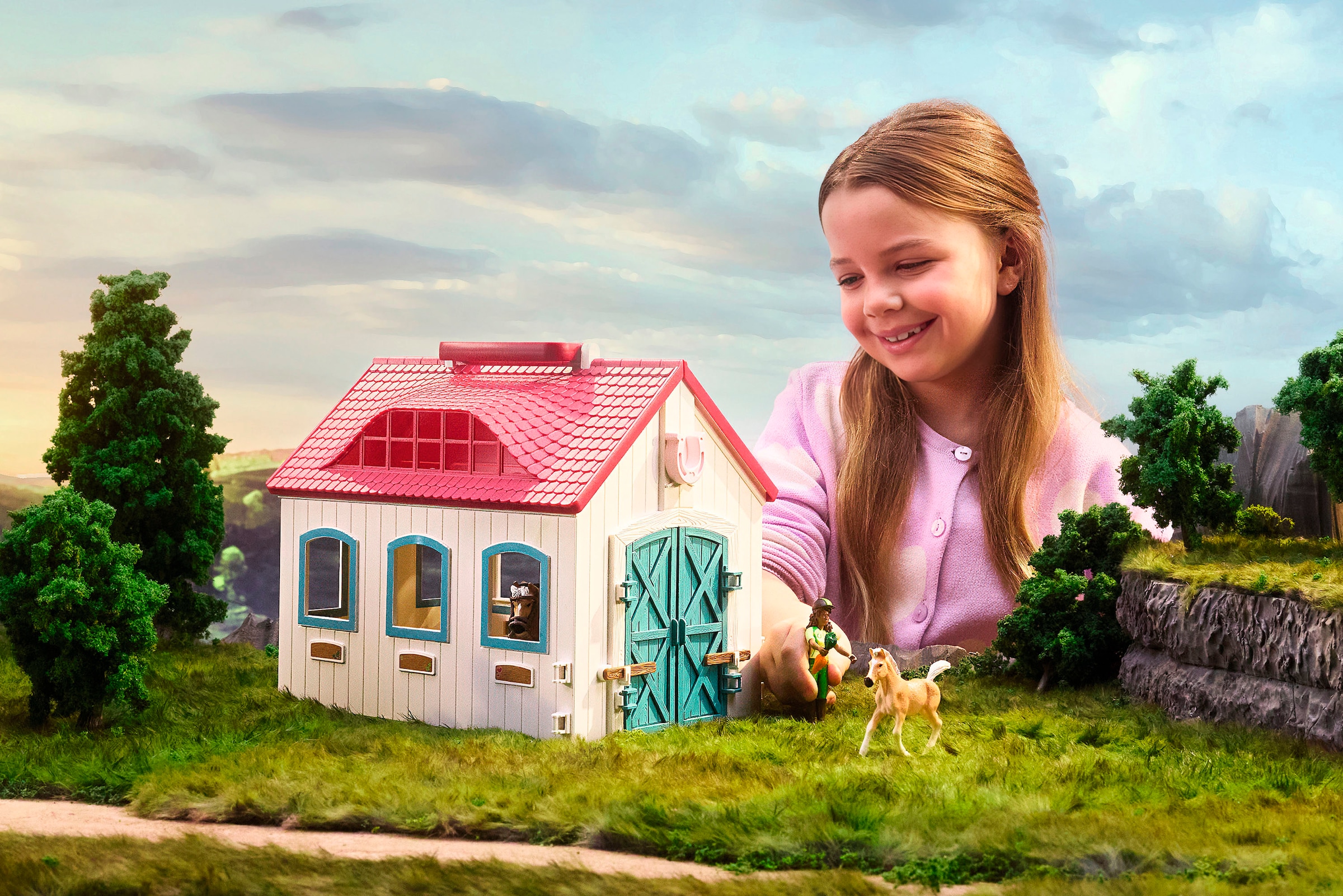 Schleich® Spielwelt »HORSE CLUB, Offenstall -Kleines Hufeisen (42703)«, Made in Europe