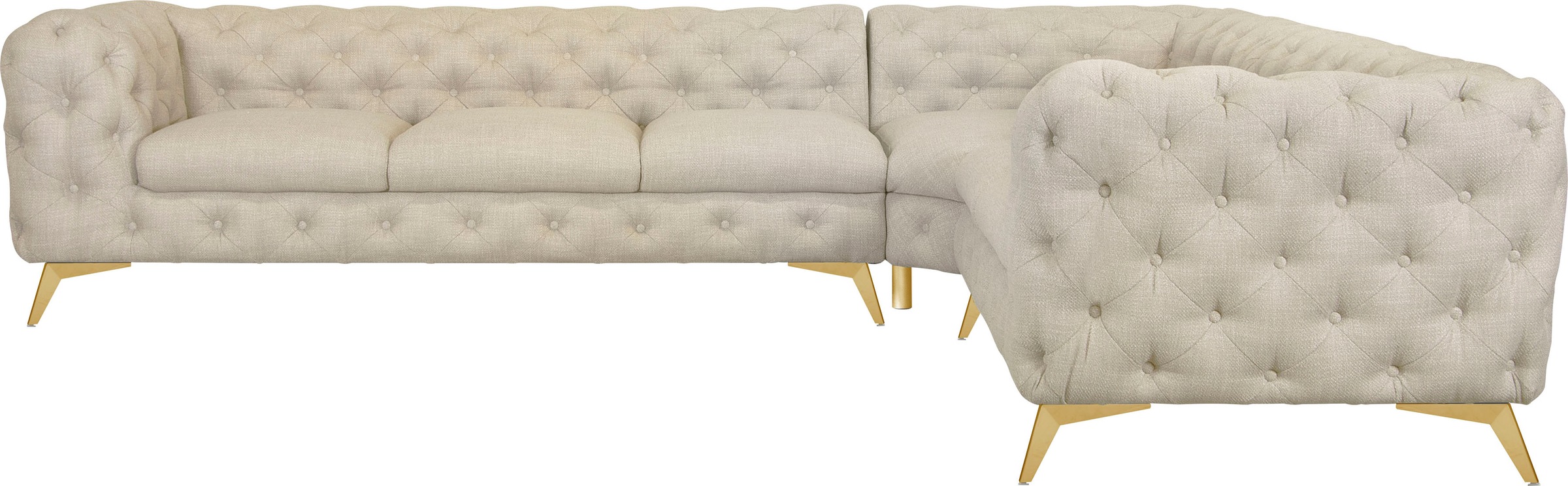 Leonique Chesterfield-Sofa »Ecksofa GLYNIS L-Form mit Wellenunterfederung, günstig online kaufen