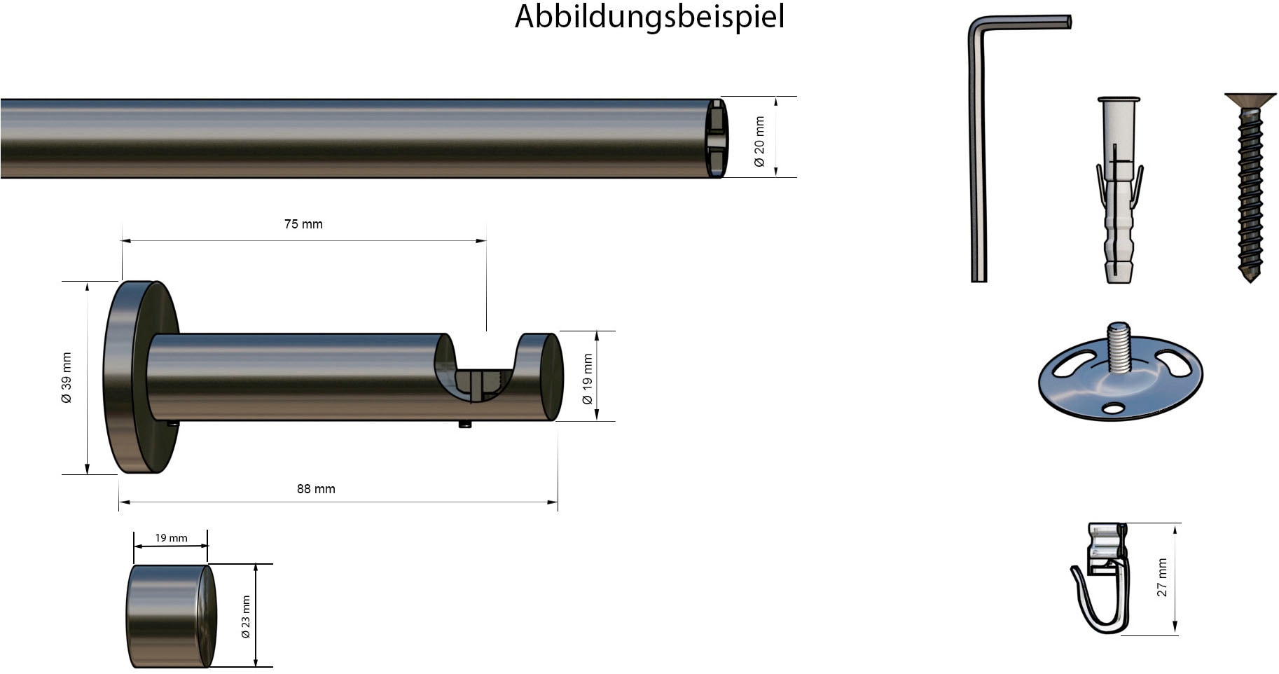 my home Gardinenstange »TANBUL«, 1 läufig-läufig, Fixmaß, Innenlauf Komplett-Set inkl. Gleitern und Montagematerial