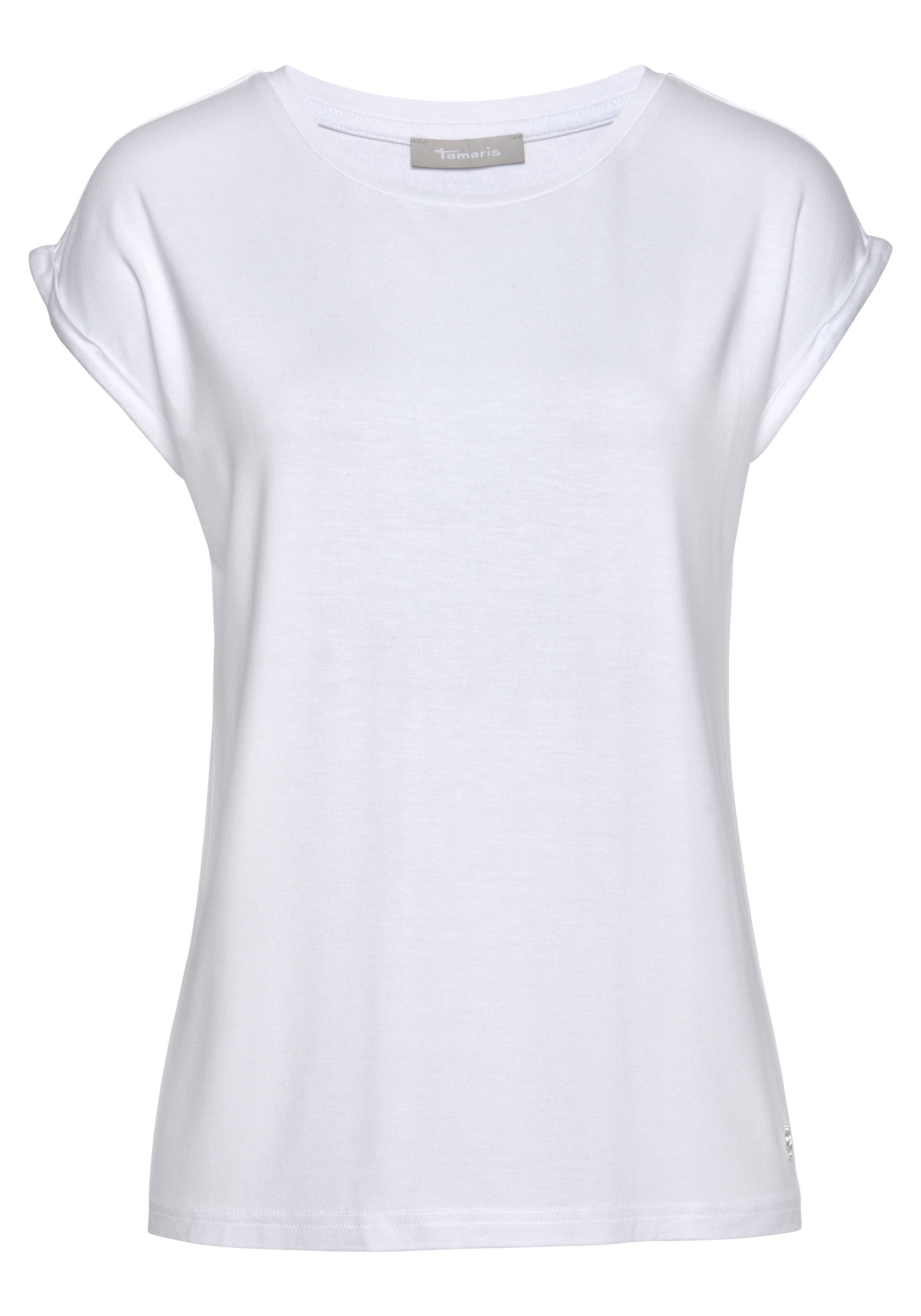 Tamaris T-Shirt, Kurzarm, Regular Fit, unifarben, mit Rundhalsausschnitt