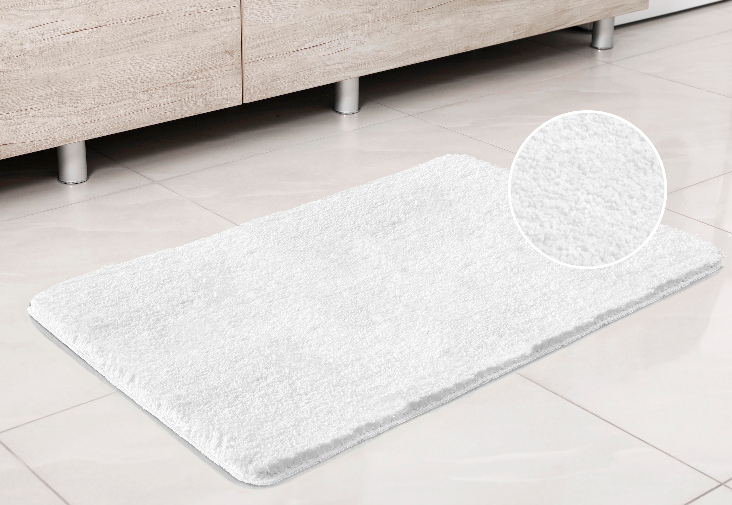 my home Badematte »Sanremo, Badvorleger, Badezimmer Teppich, sehr weich«, rutschhemmend beschichtet, fußbodenheizungsgeeignet-schnell trocknend, Badteppich, unifarben, rechteckig, rund & als 3-tlg. Set erhältlich