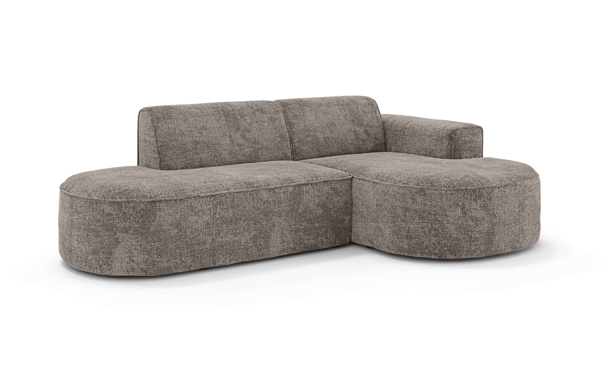 OTTO home Ecksofa »ADELLA XL Design-Sofa mit Recamiere rechts/links, 263/159/76 cm«, L-Form XL mit Wellenunterfederung, runde Form, auch in Cord