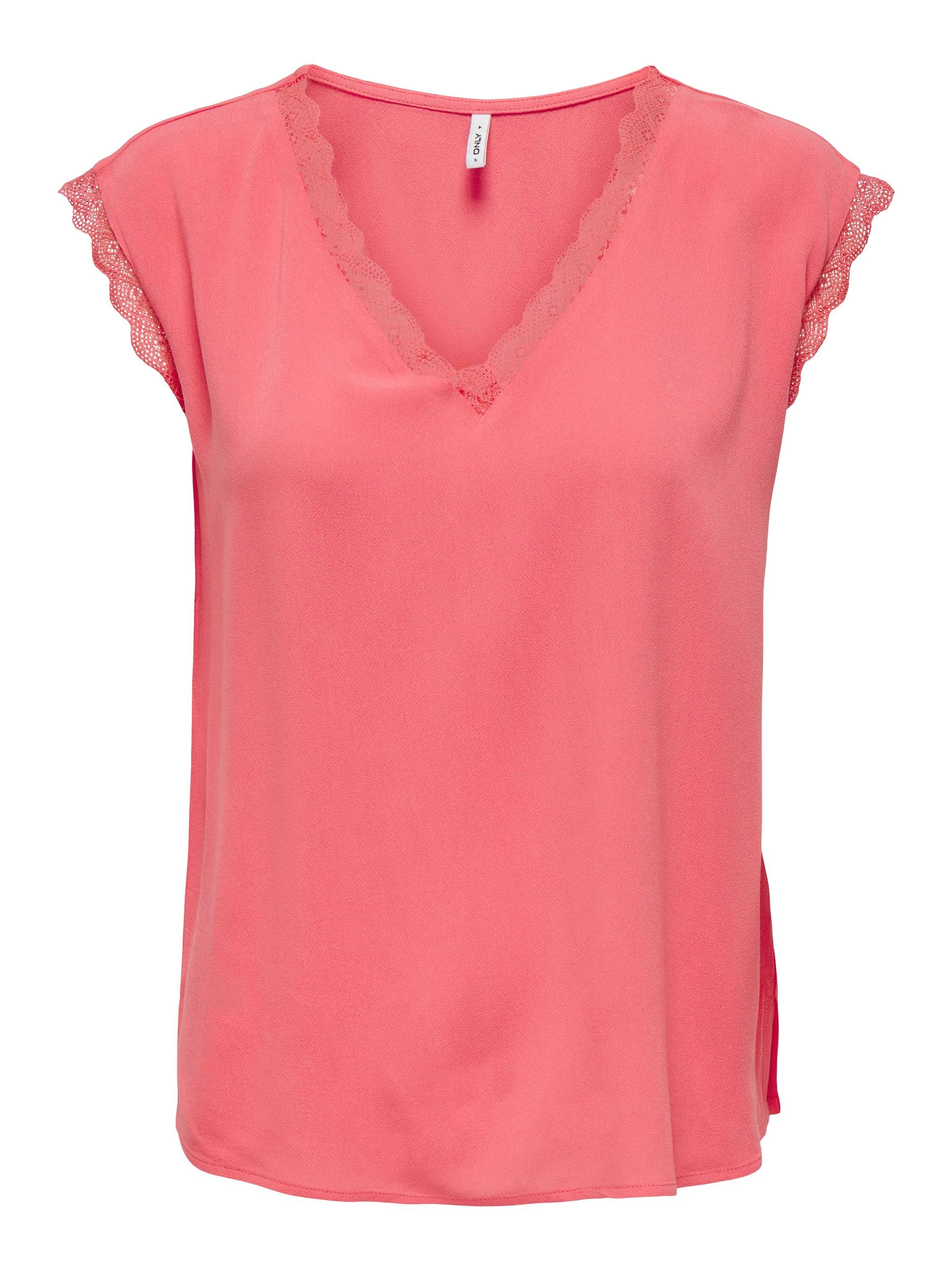 ONLY V-Shirt »ONLJASMINA S/S V-NECK LACE TOP NOOS PTM«
