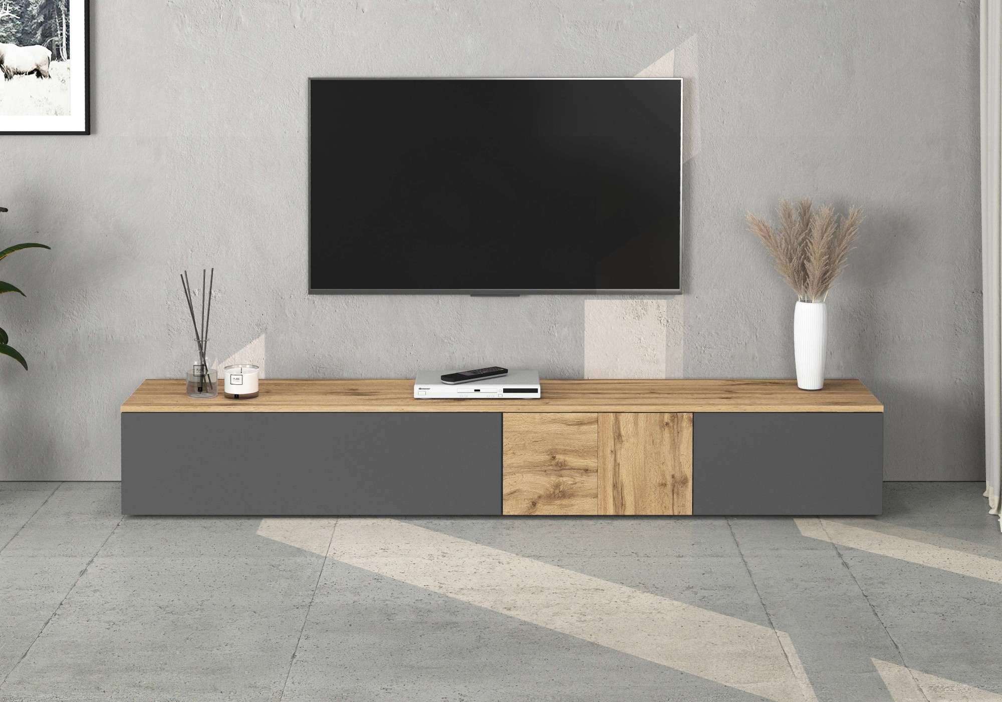 INOSIGN Lowboard »Lowboard ISEO,Lowboard,TV-Kommode,TV-Möbel,TV-Bank« 1 Stk. tlg. stehend/hängend, 1 Klappe, 2 Türen, 3 Fächer, Breite 210 cm