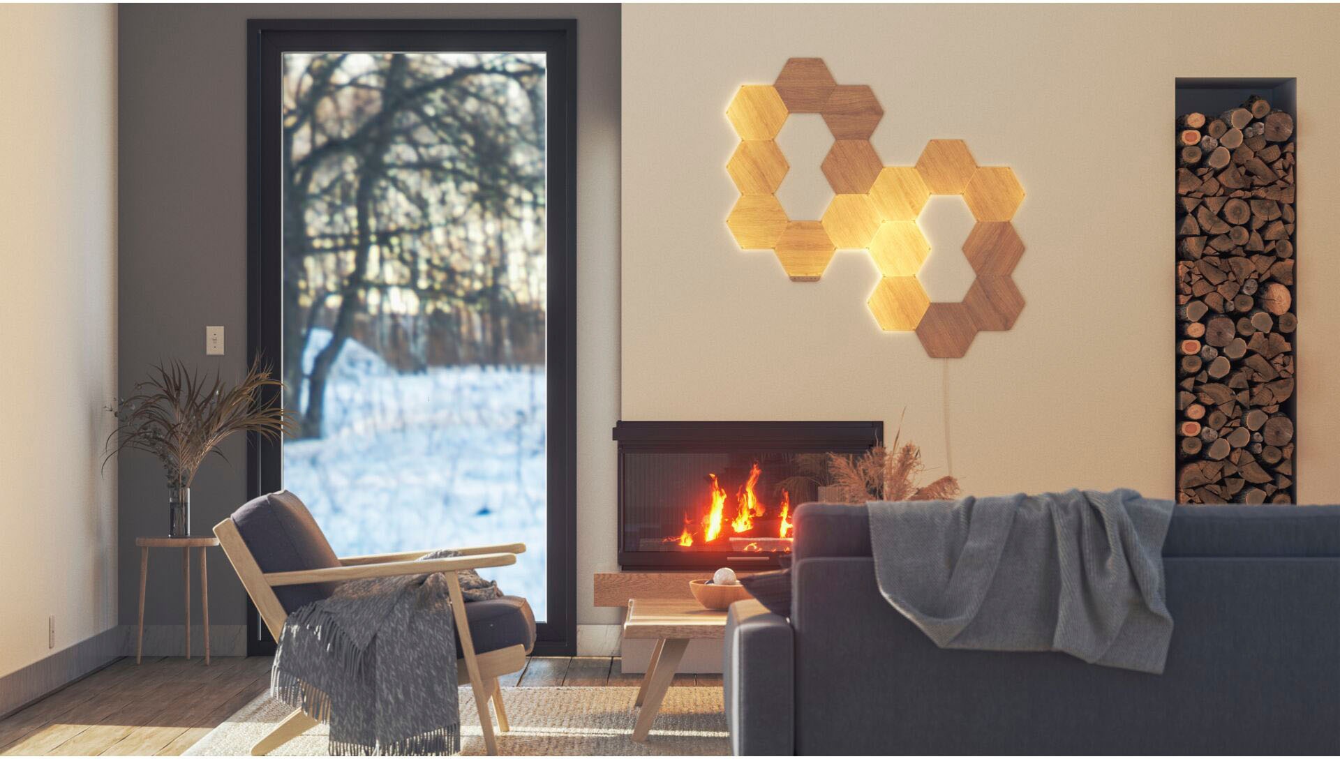 nanoleaf Dekolicht »Elements Wood Look«, Smarte Technologie und elegante Beleuchtung