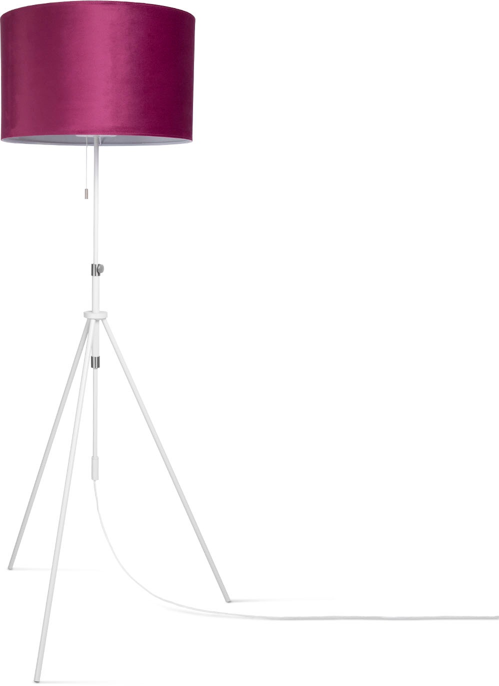 Paco Home Stehlampe »Naomi uni Color« E27 Wohnzimmer Höhenverstellbar 121,5 bis 176,5 cm Zugschalter Velour