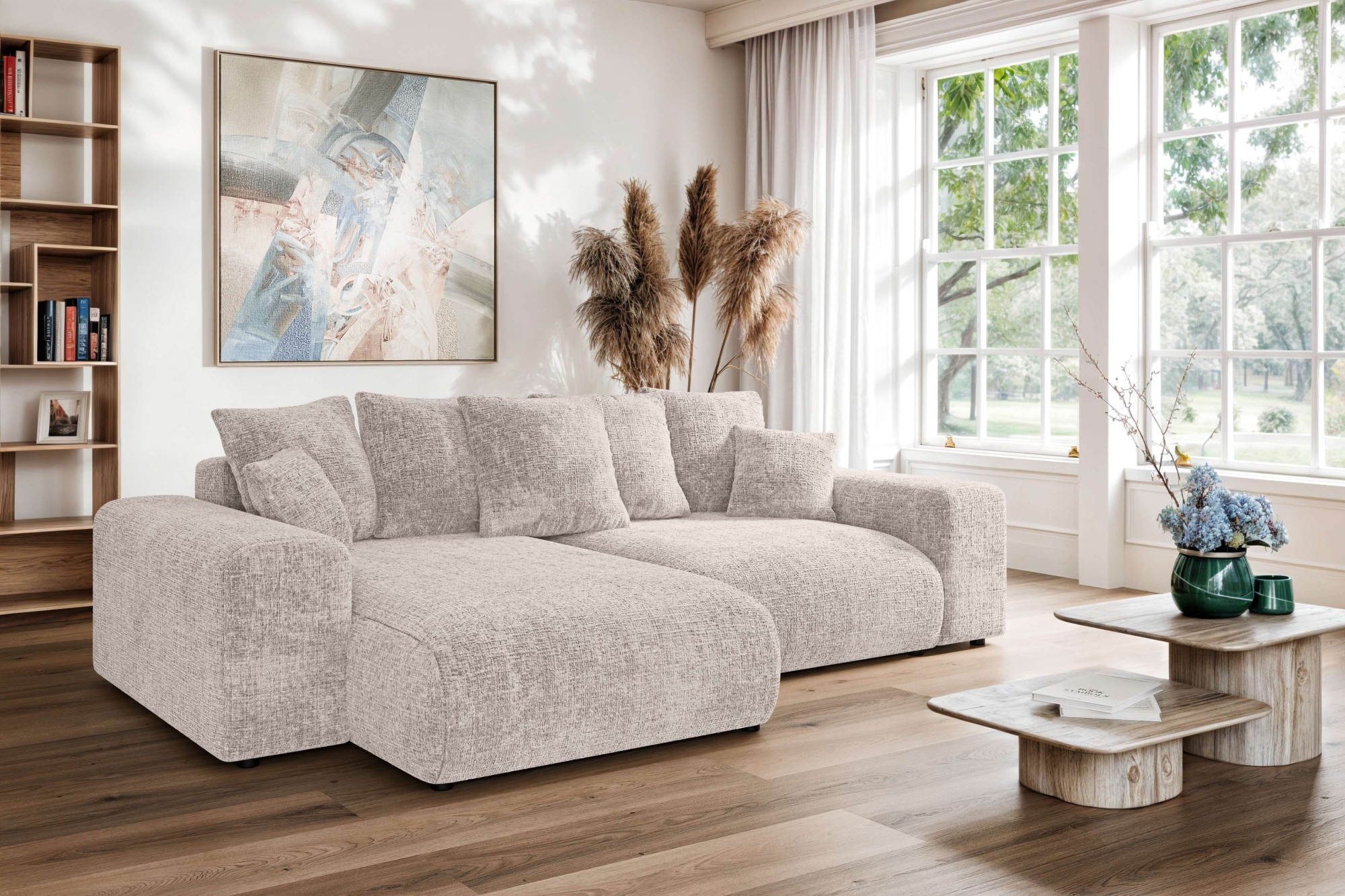 Home affaire Ecksofa »LAKESIDE mit Bettfunktion und Bettkasten, B/T/H 257/166/84 cm«, L-Form, Recamiere beidseitig montierbar, mit Wellenunterfederung
