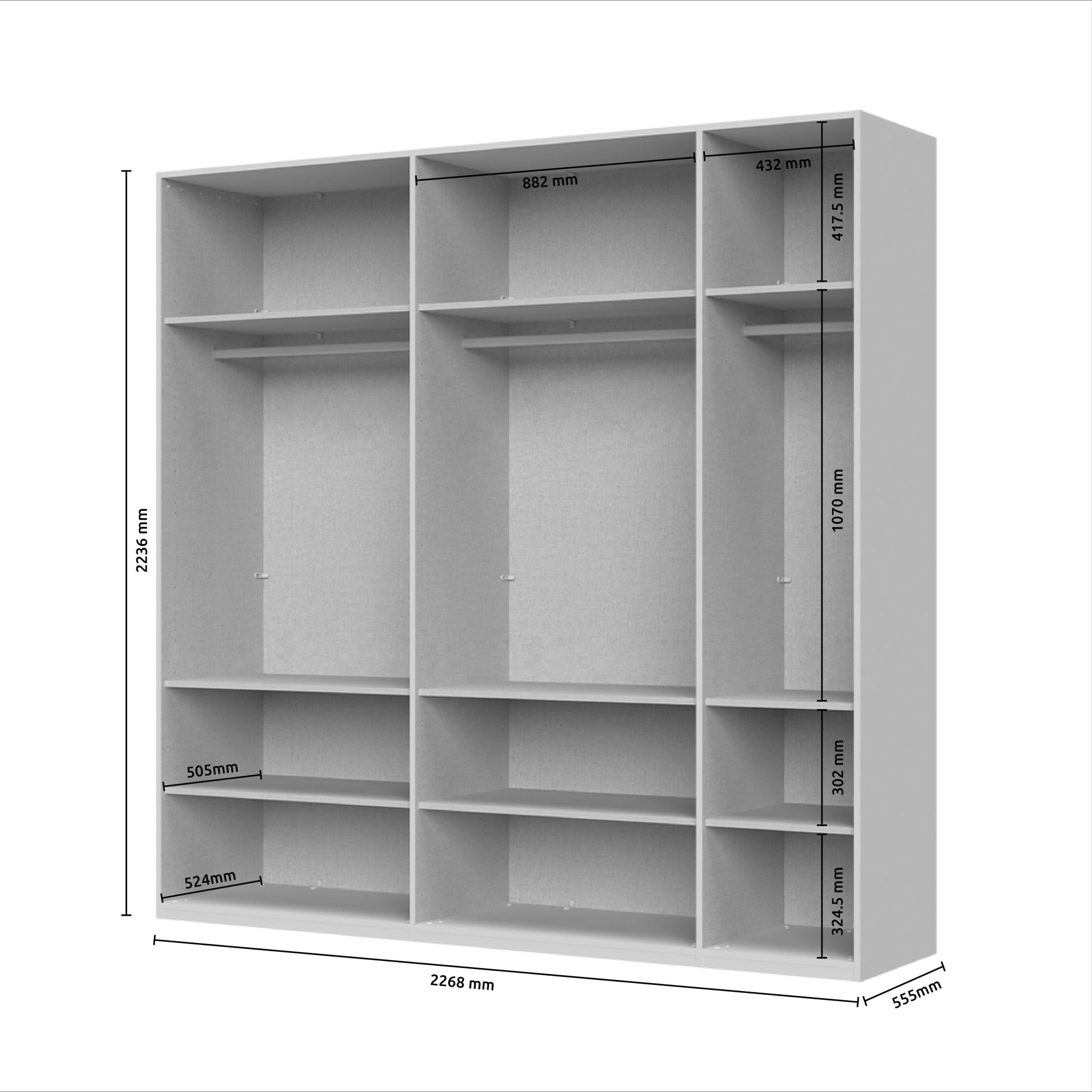 Places of Style Drehtürenschrank »Opera Parsol-Glastüren, LED-Glasbodenbeleuchtung, mit und ohne Kranz«, Glastüren, UV-Lack, LED-Innenbeleuchtung, Soft-Close-Funktion