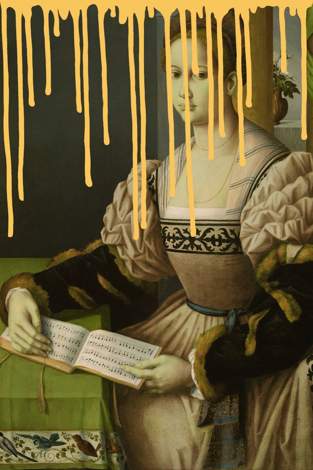 queence Acrylglasbild »Frau mit Buch und Farbklecks«, Kunst-Gemälde-Frau-Bilder von Frauen-Historische Persönlichkeiten-Formen, Fine Art-Print in Galeriequalität