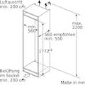 BOSCH Einbaukühlschrank »KIF82PFF0«, KIF82PFF0, 177,2 cm hoch, 55,8 cm breit