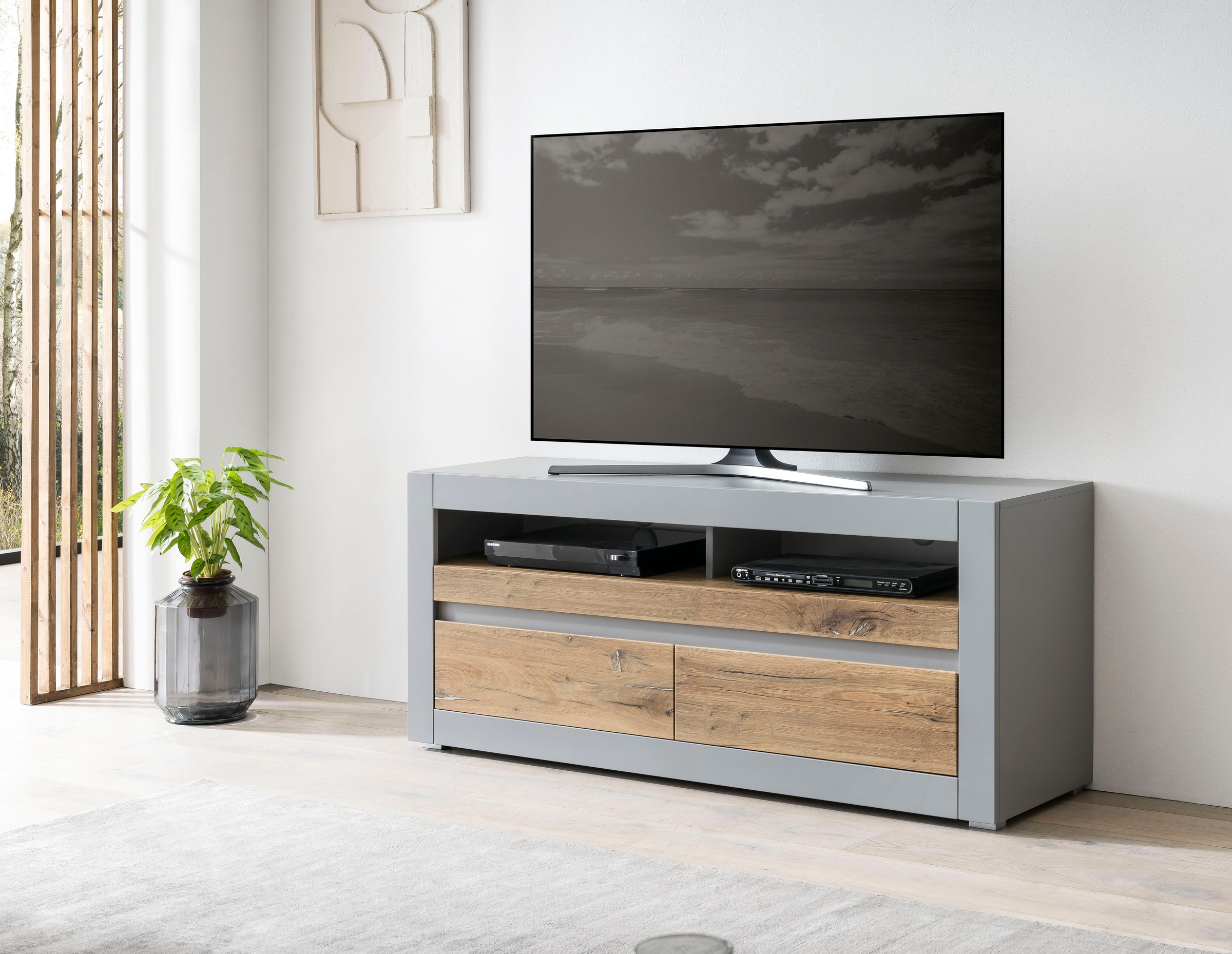 Lowboard „CASABLANCA“, Soft-Close, Breite 150 cm, Platingrau B/H/T: 150 cm x 63 cm x 42 cm