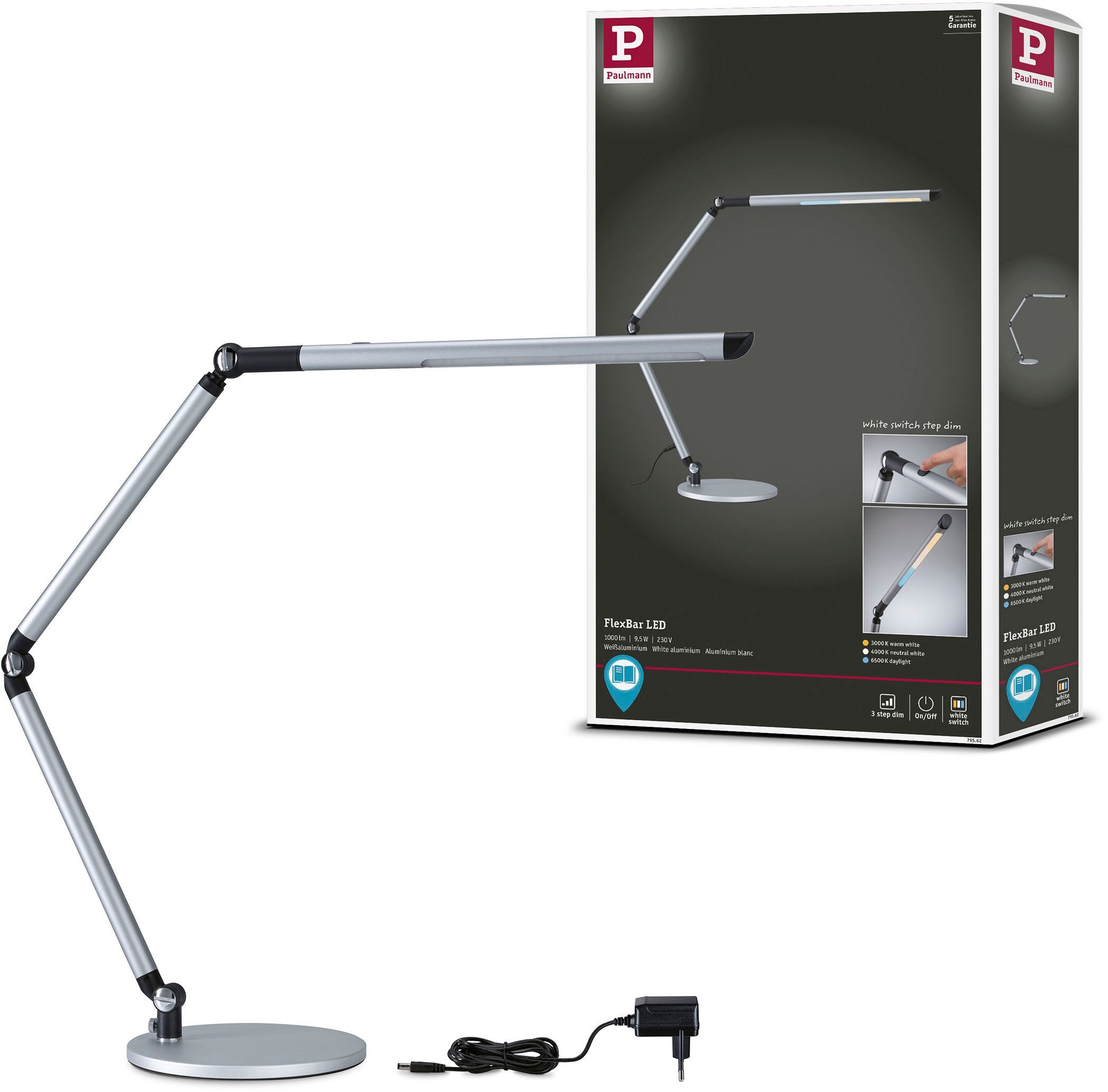 Paulmann LED Schreibtischlampe »LED Schreibtischleuchte 3-Step-Dim FlexBar günstig online kaufen