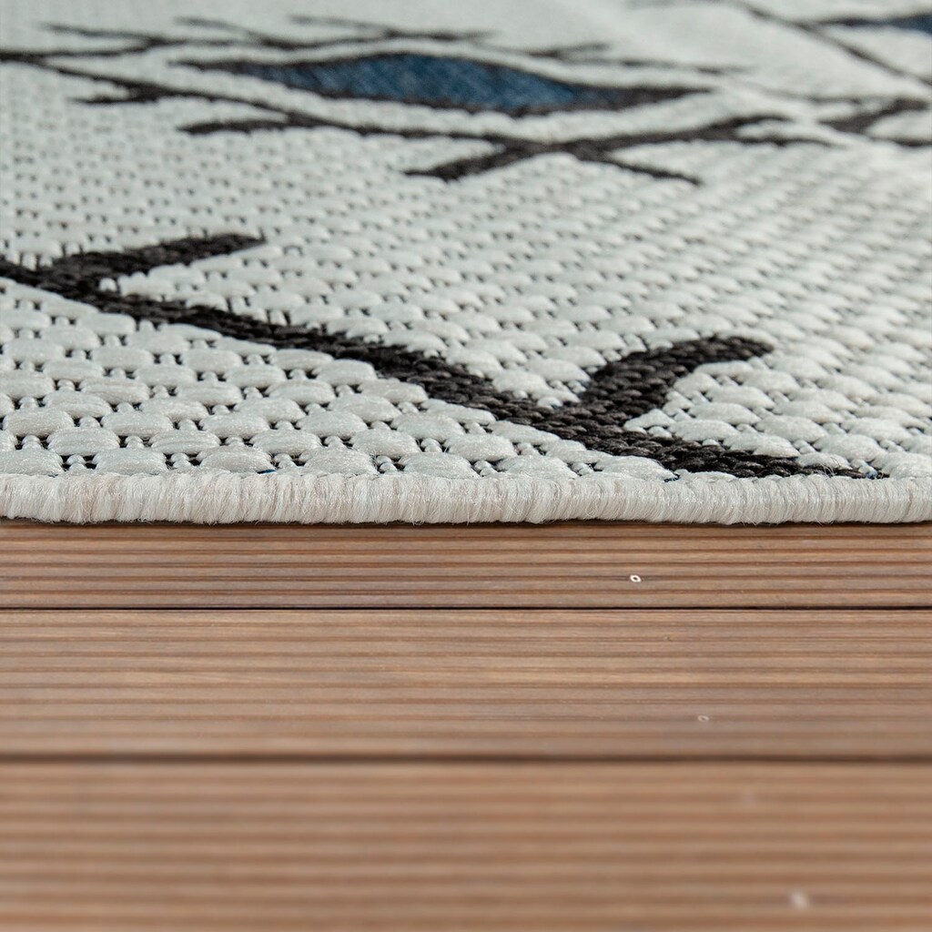 Paco Home Teppich »Kuba 124«, rechteckig, 4 mm Höhe, Flachgewebe, Rauten Design, In- und Outdoor geeignet, Wohnzimmer