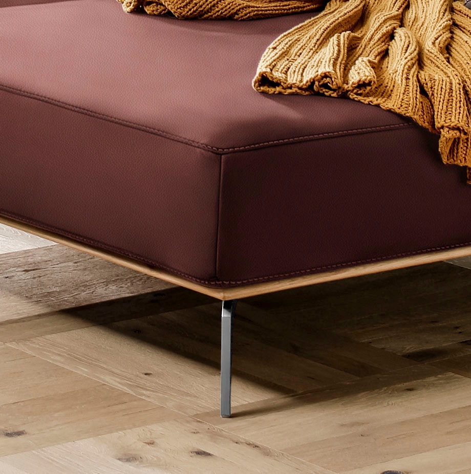 W.SCHILLIG Ecksofa »run, Designsofa mit tollem Sitzkomfort, bequem, L-Form«, mit elegantem Holzsockel, Füße in Chrom glänzend, Breite 319 cm