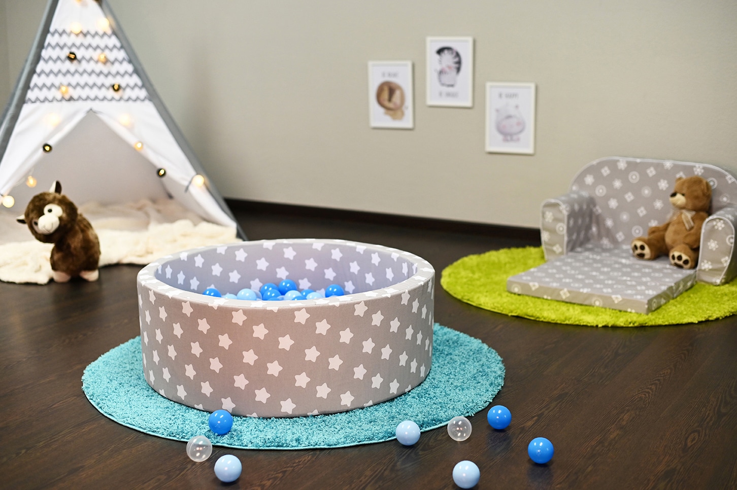 Knorrtoys® Bällebad »Soft, Grey White Stars«, mit 300 Bällen balls/soft Blue/Blue/transparent; Made in Europe