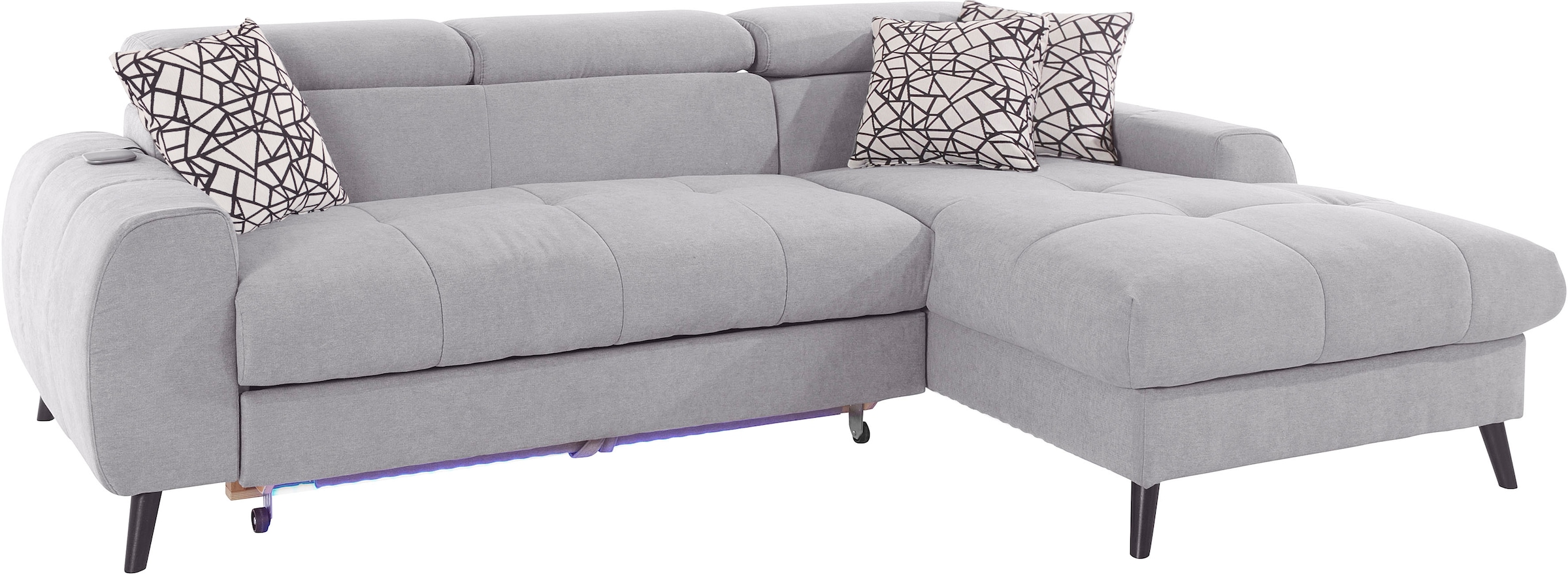 COTTA Ecksofa »Mia L-Form«, 3-tlg.-Kissen-Set, Recamiere, wahlweise mit oder ohne RGB-Beleuchtung