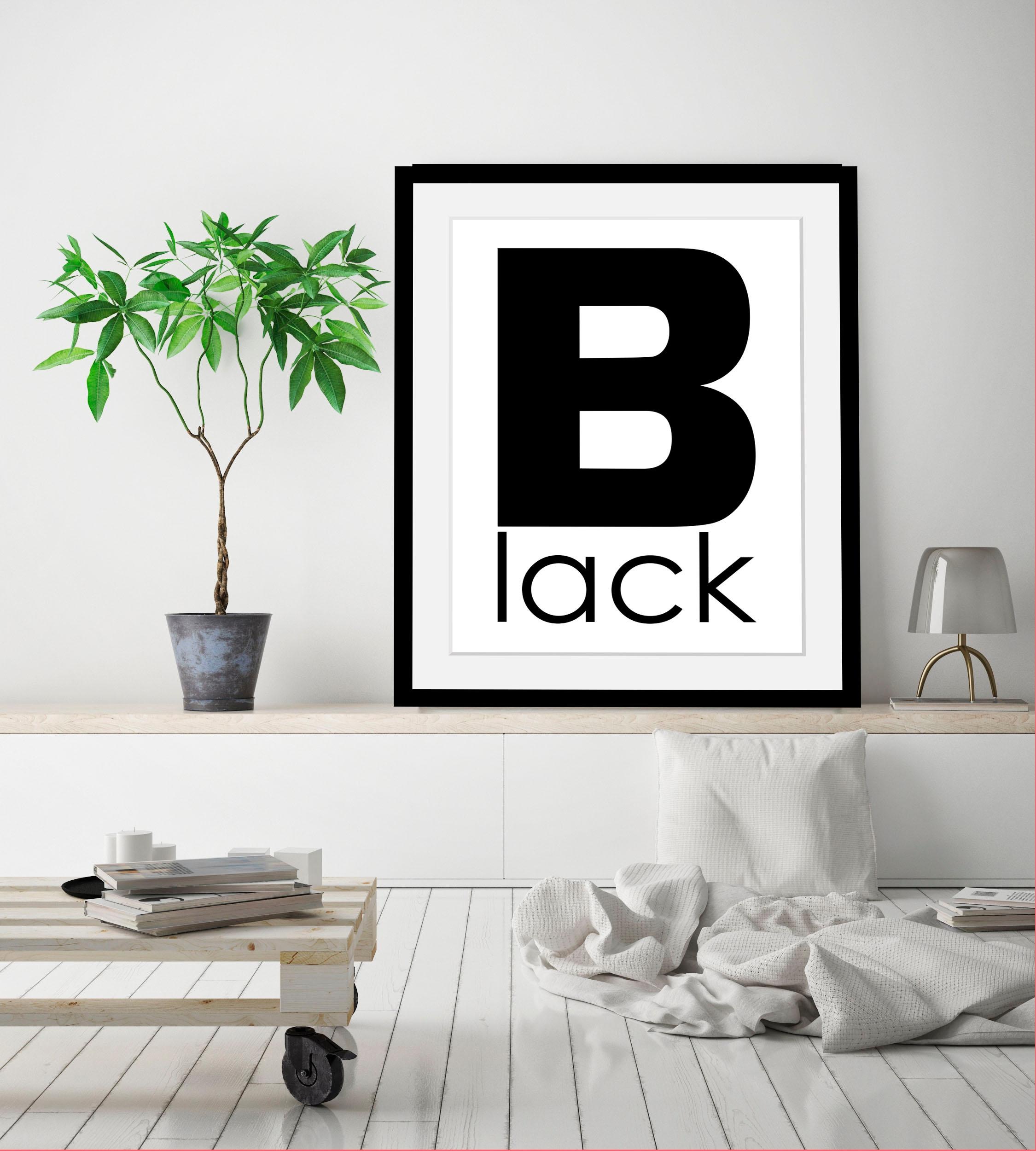 queence Bild »Black«, Schwarz-Weiß-Buchstaben-B, HD Premium Poster-Druck in günstig online kaufen