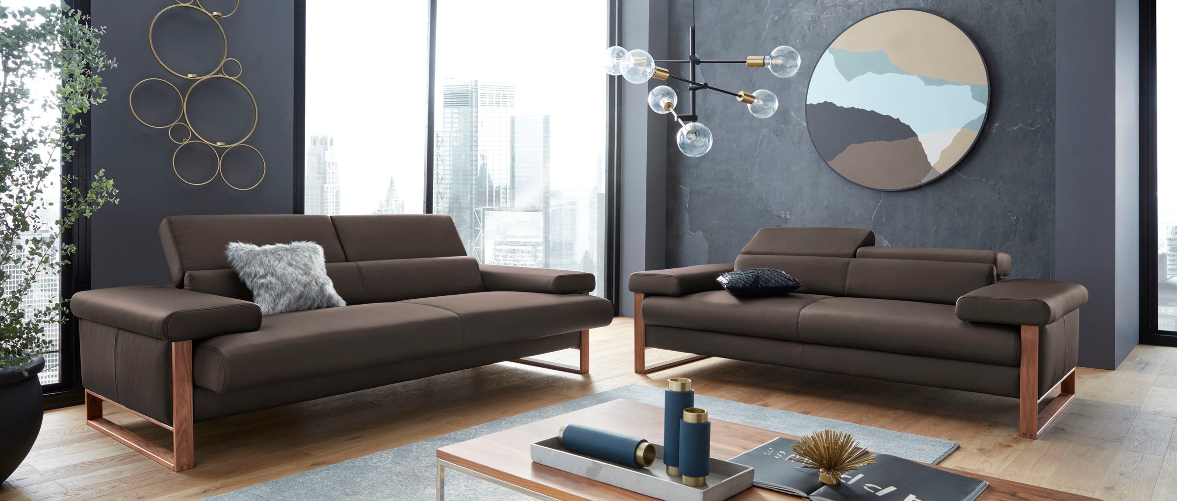 W.SCHILLIG 2,5-Sitzer »finn«, German Design Award 2016, Fußgestell Nussbaum natur, Breite 230 cm