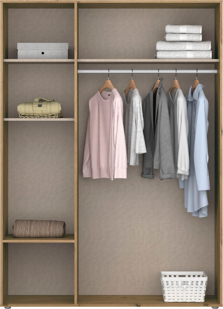 rauch Drehtürenschrank »Kleiderschrank Schrank Garderobe Wäscheschrank VOYAGER«, (in 3 verschiedenen Ausstattungen BASIC/CLASSIC/PREMIUM), moderne Griffe in Graumetallic mit Außenschubkästen MADE IN GERMANY